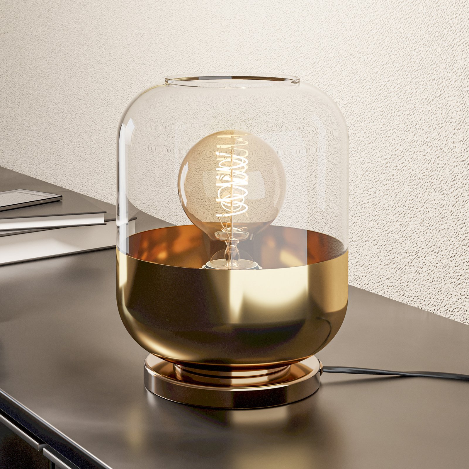 EGLO Maryvilla stolní lampa, zlatá/čirá
