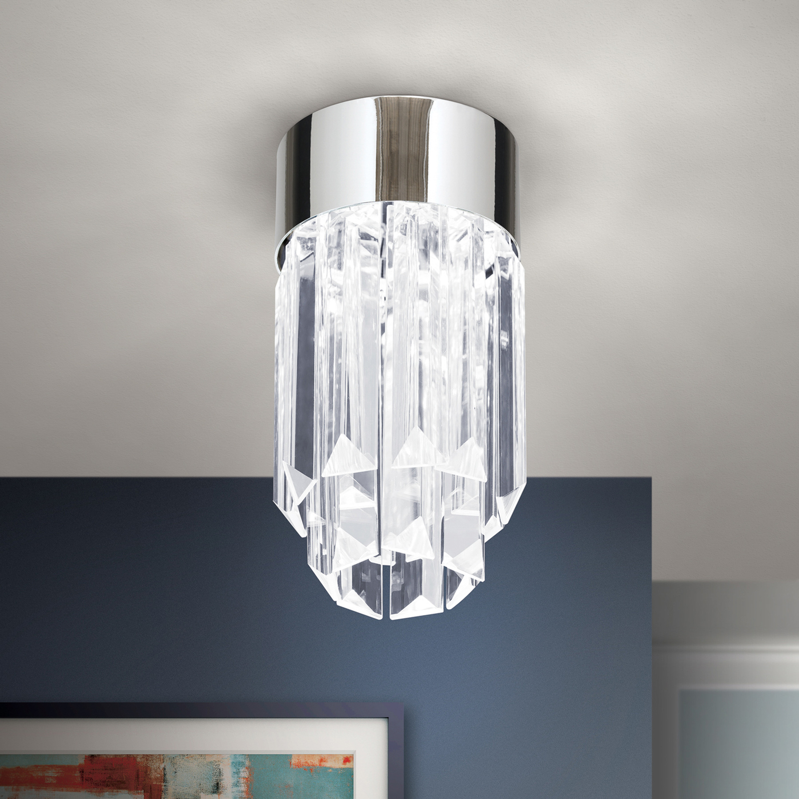 LED ceiling light Prism with crystal glass, Ø10cm