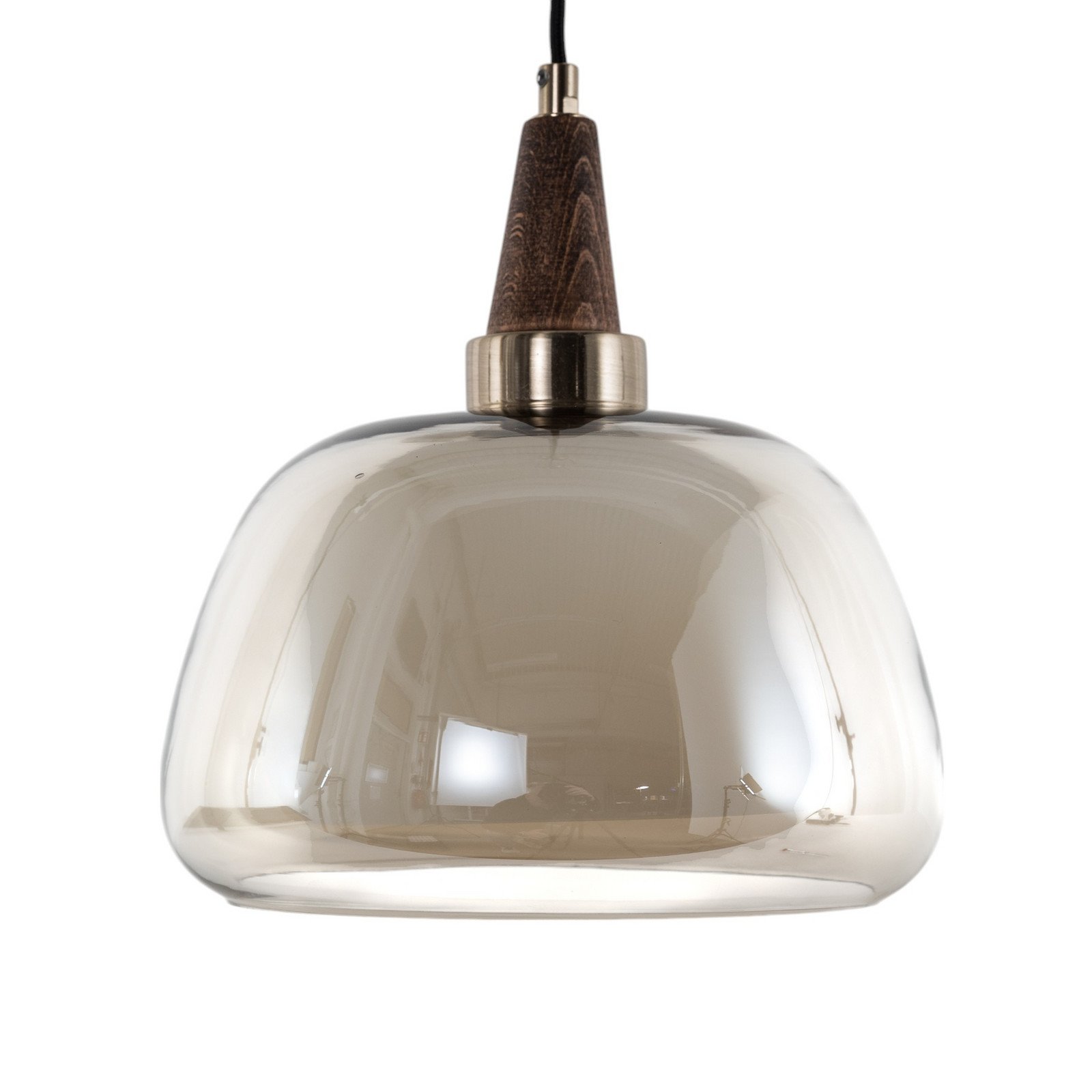 Lucea Lampă suspendată Ermo culoarea alamei Ø 25 cm sticlă fier - Camera de zi / sufragerie - clar alb opal negru lemn închis alamă