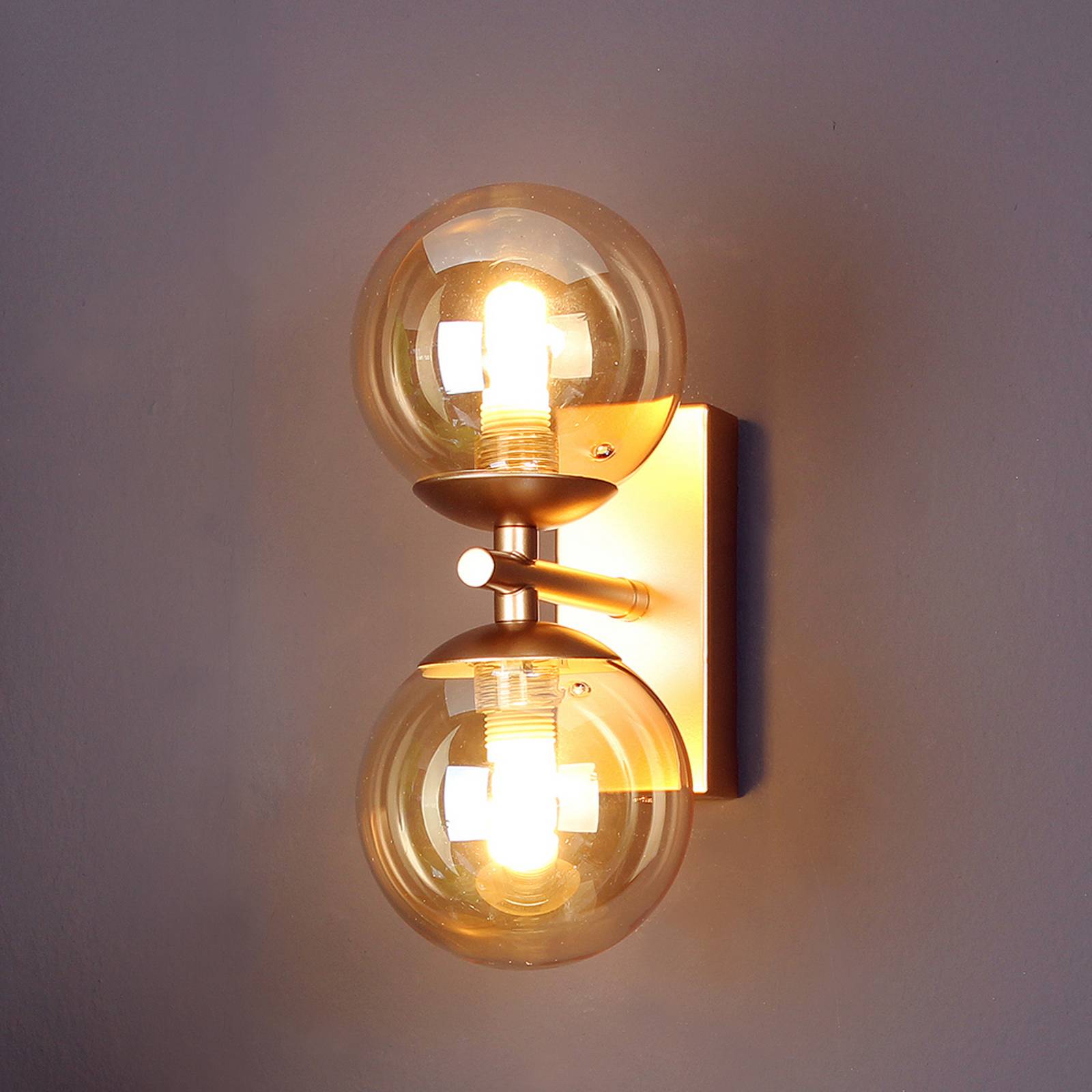 Wandleuchte Neptun 2fl. gold mit Glaskugeln günstig online kaufen