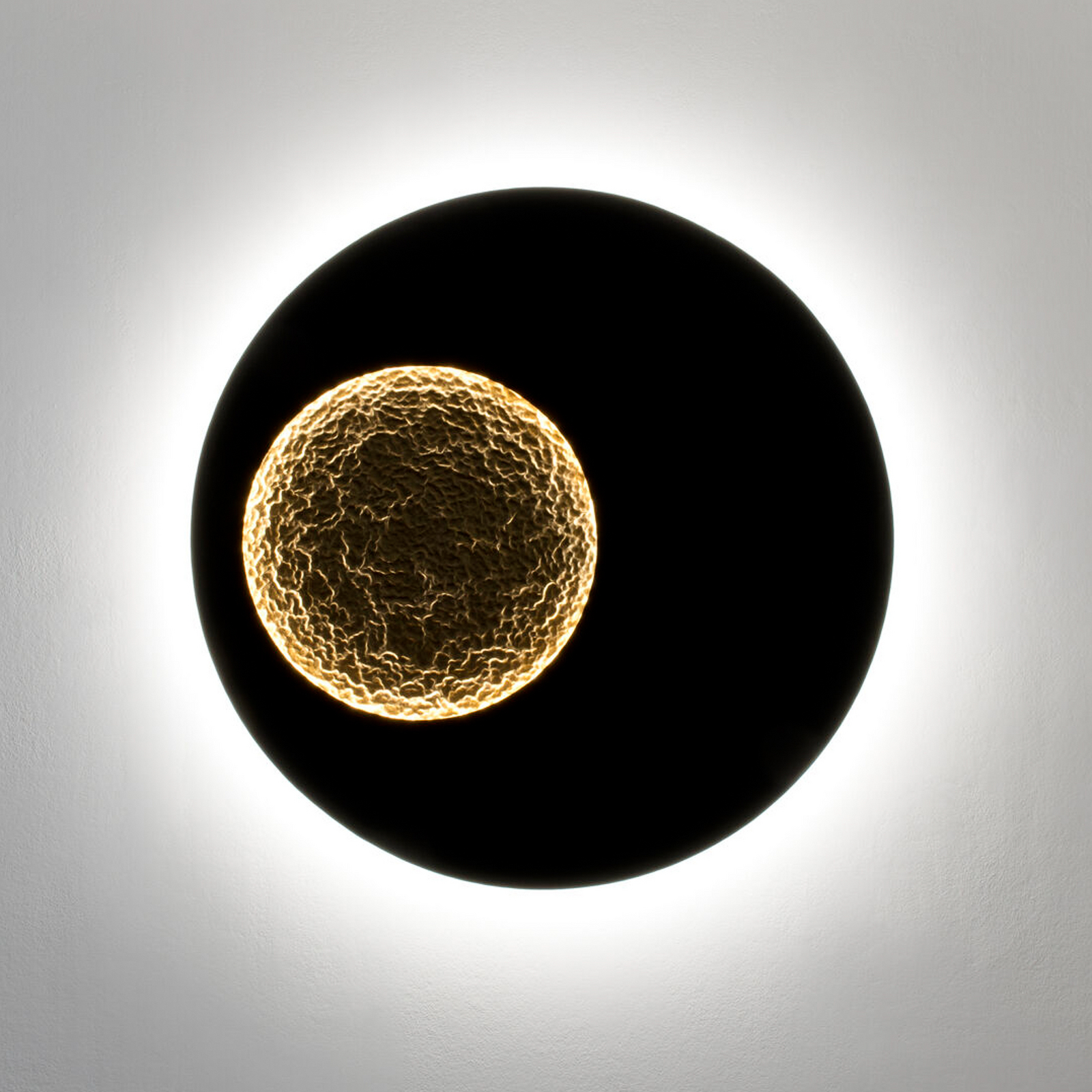 LED-seinalamp LUNA GIGANTE XL, must/kuldne, Ø 100 cm, hämardatav