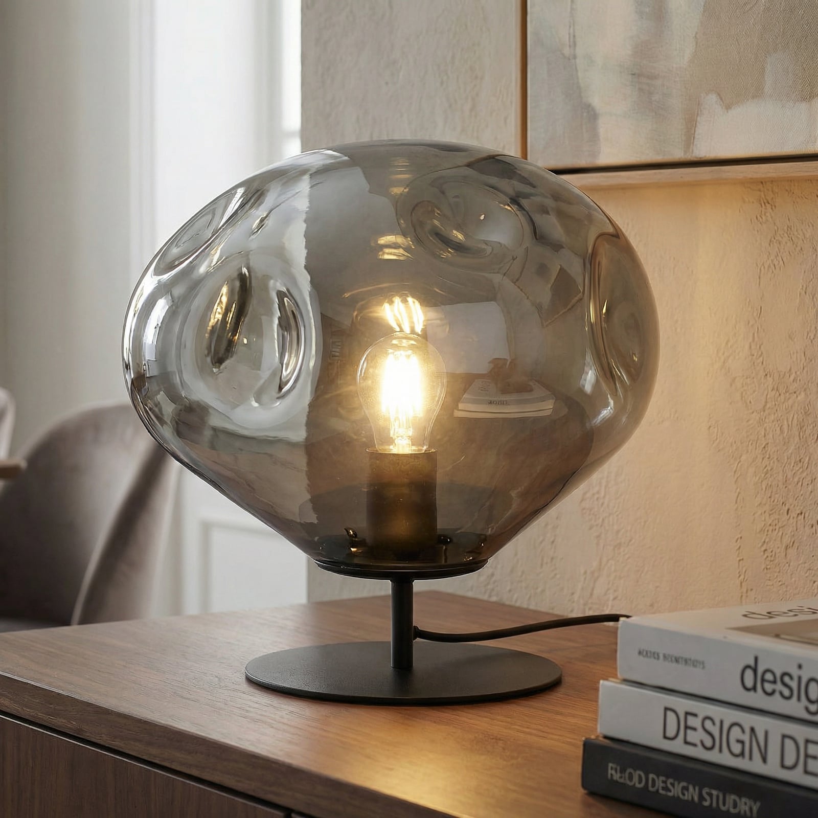 Lelia Lampe de Table Ø35 Fumé Gris - Lindby