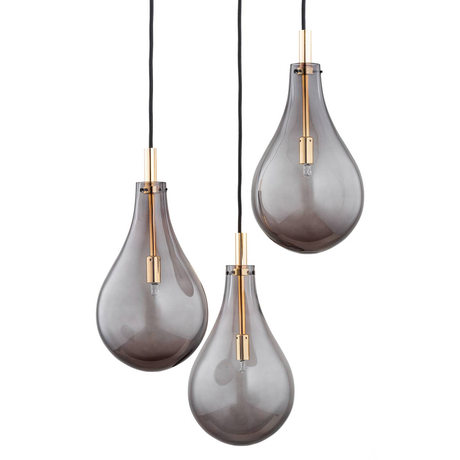 Euluna Suspension Oaza 3 lampes gris fumée/noire