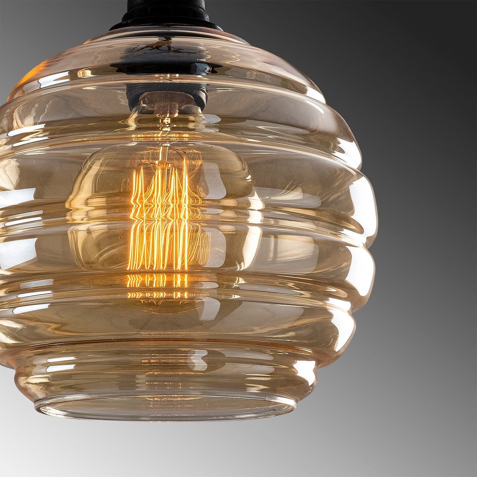 Pendant light Gold 010, gold-transparent, glass, Ø 20 cm