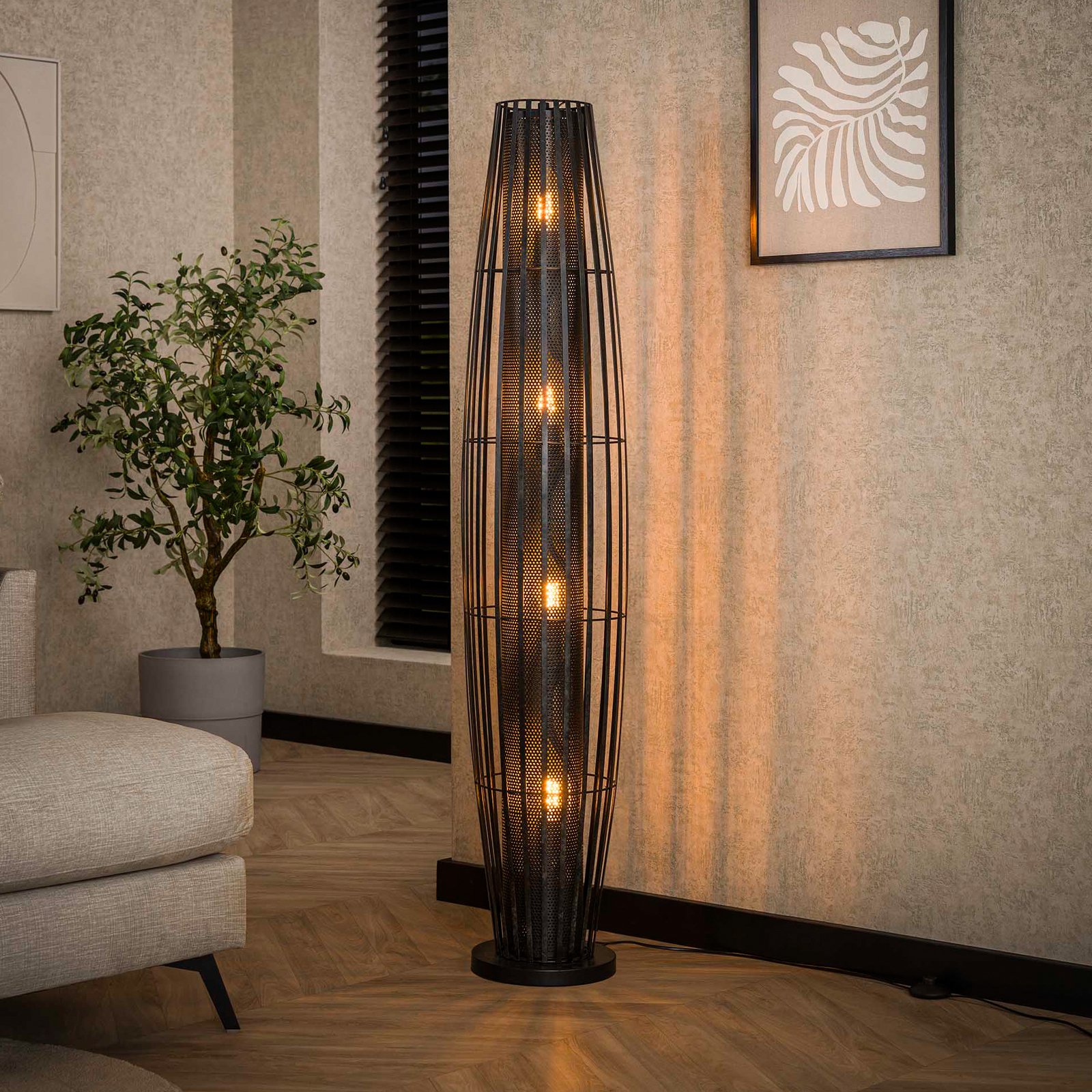 Stehlampe Dublindo, Höhe 150 cm, anthrazit, Metall, 4 x E27