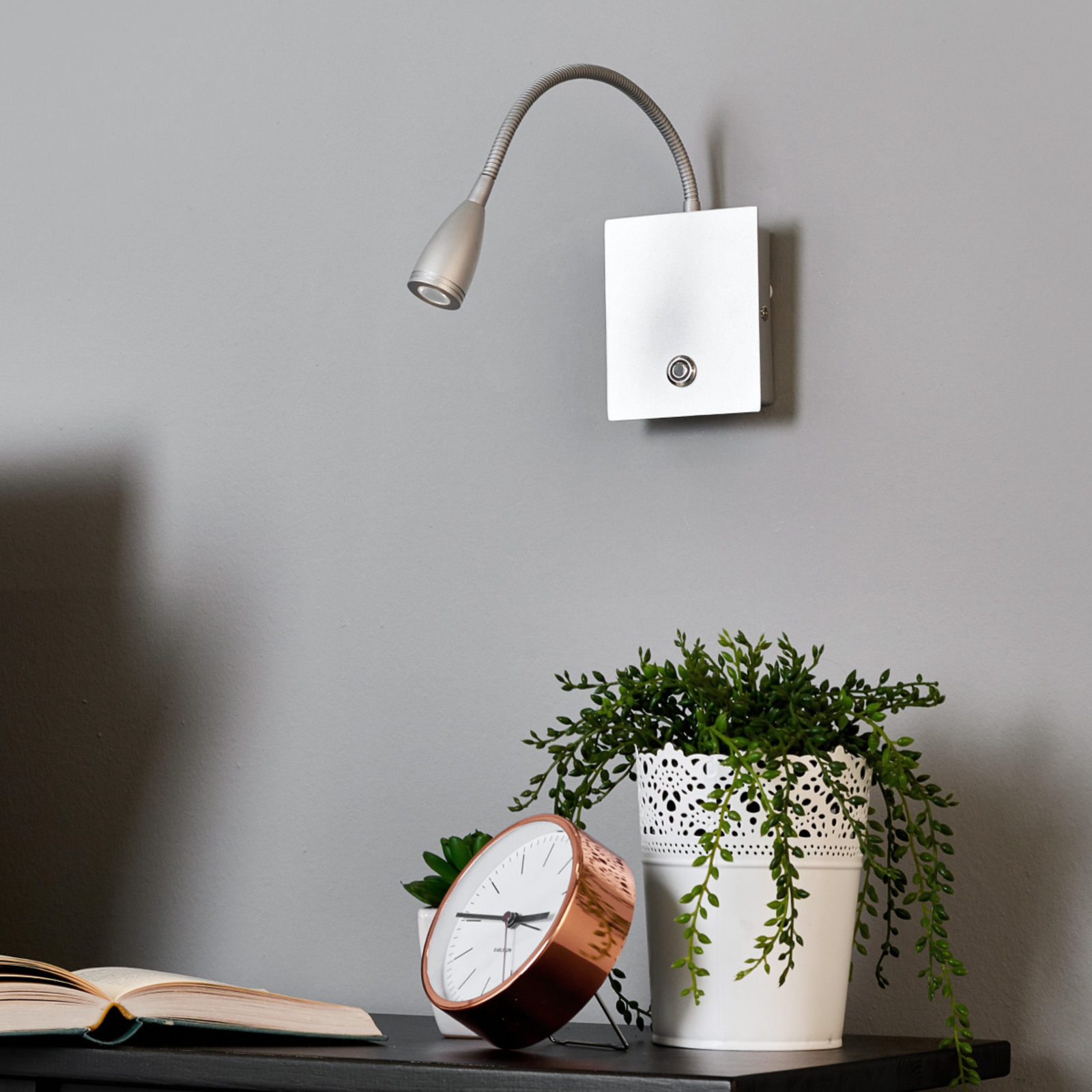 Dimmable LED wall light Torin in silver grey Lights.co.uk