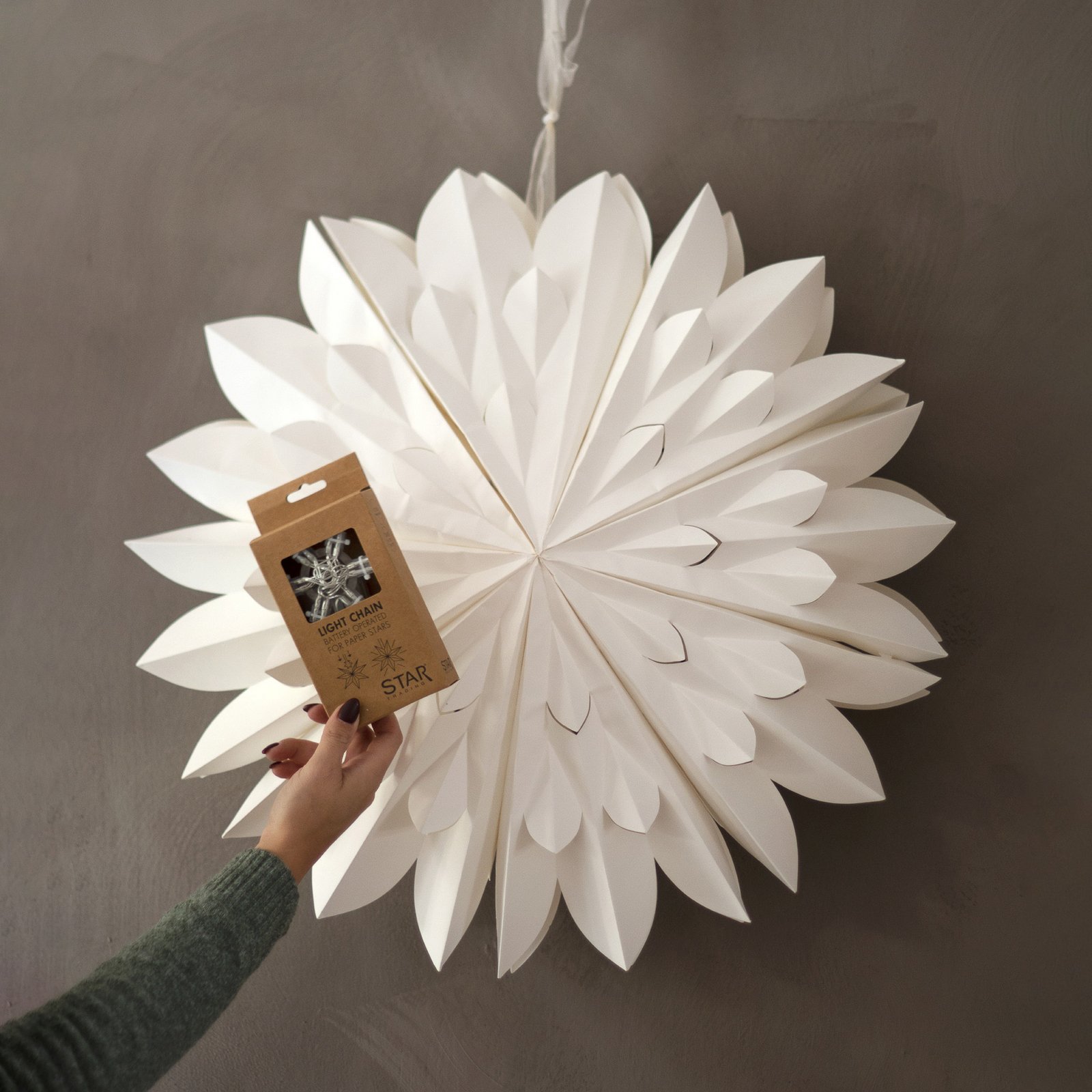 LED-lyslenke Lighty lysring for papirstjerner
