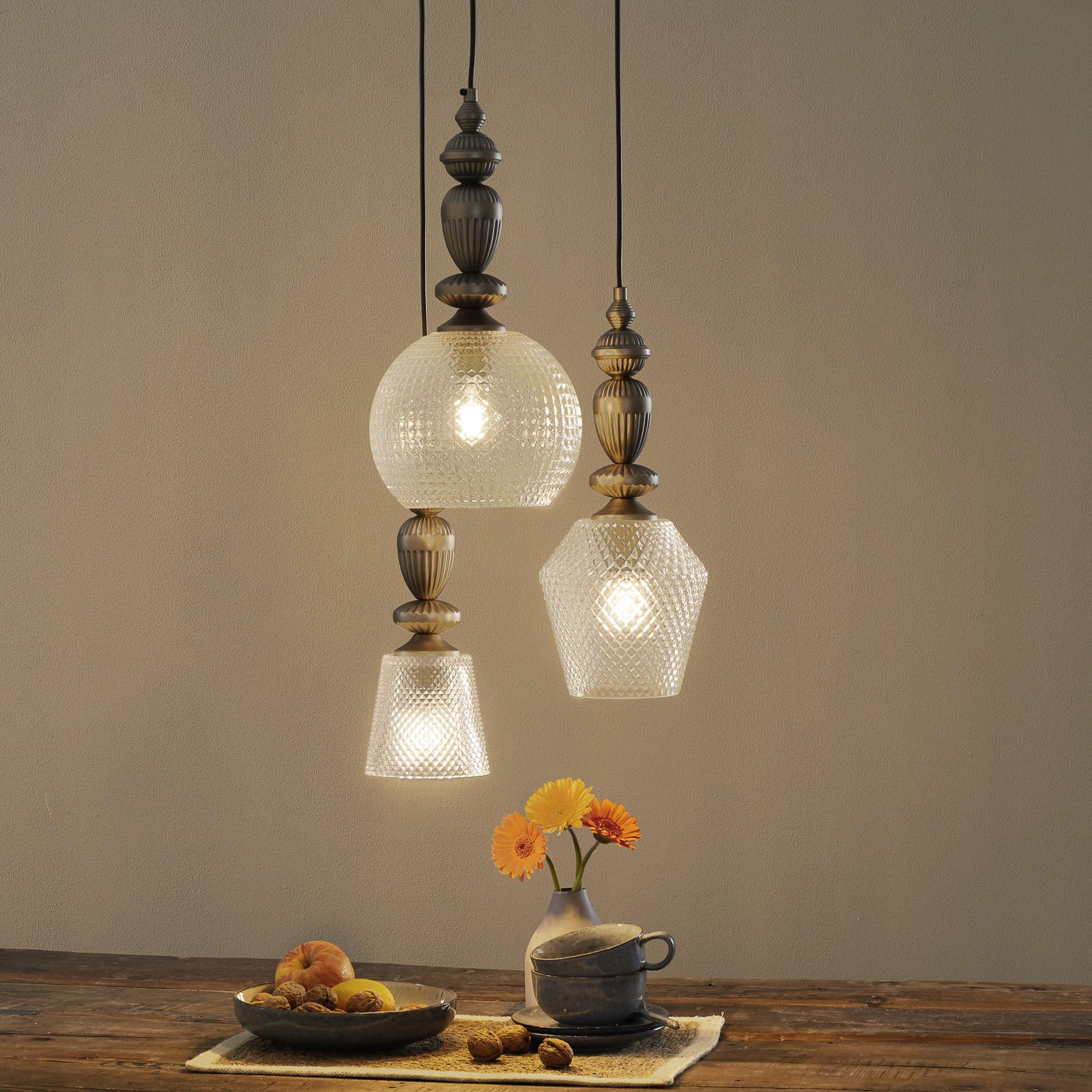 Lámpara colgante de vidrio de 3 luces Talisa Lampara.es