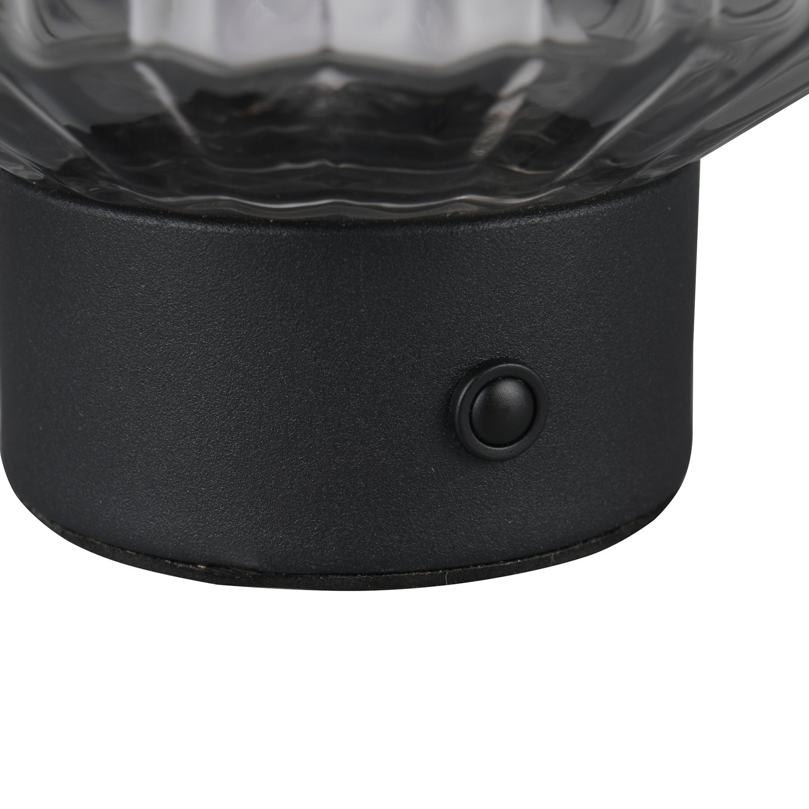 Lord LED uppladdningsbar bordslampa, svart/rök, höjd 19,5 cm, glas