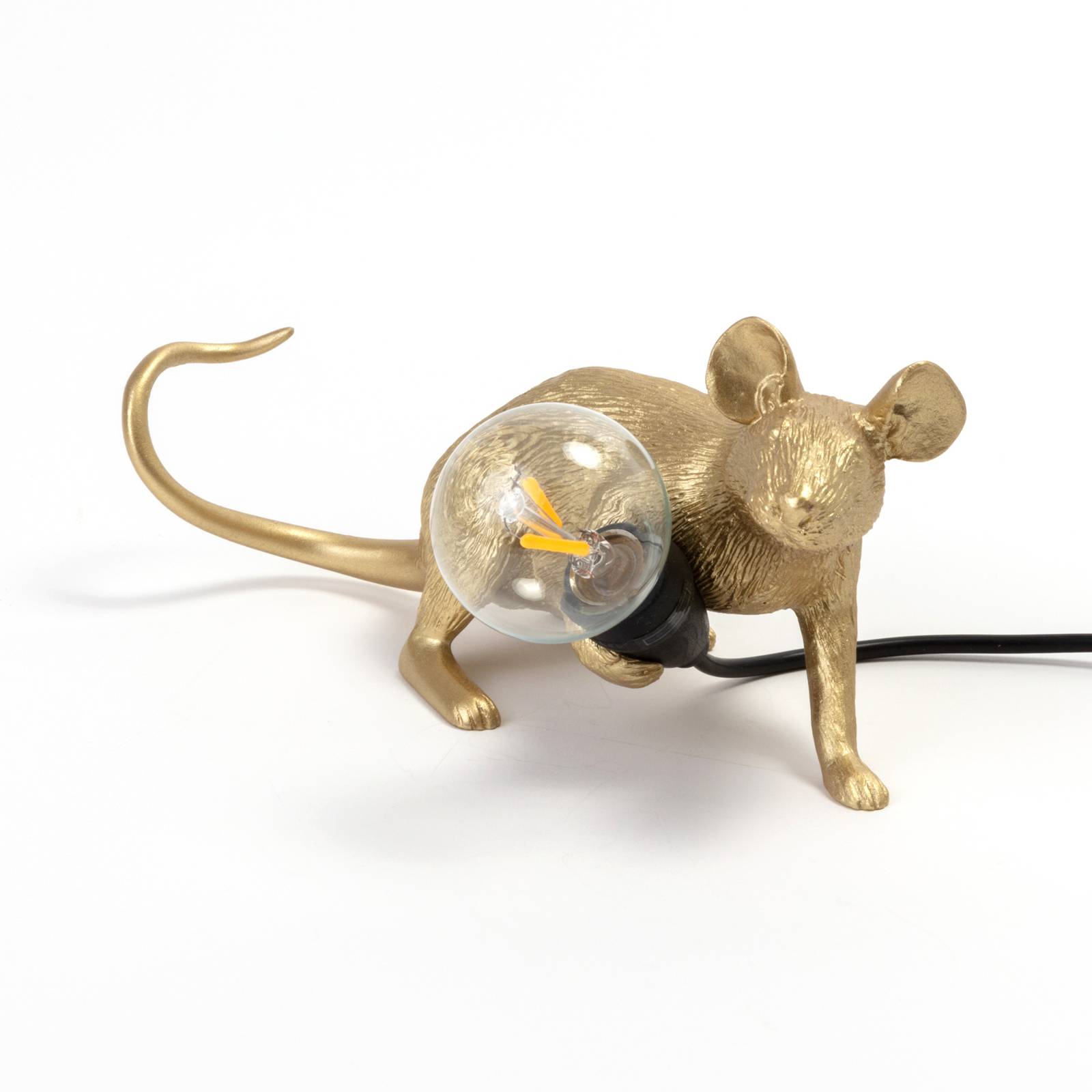 SELETTI Lampe déco LED Mouse Lamp USB couchée dorée