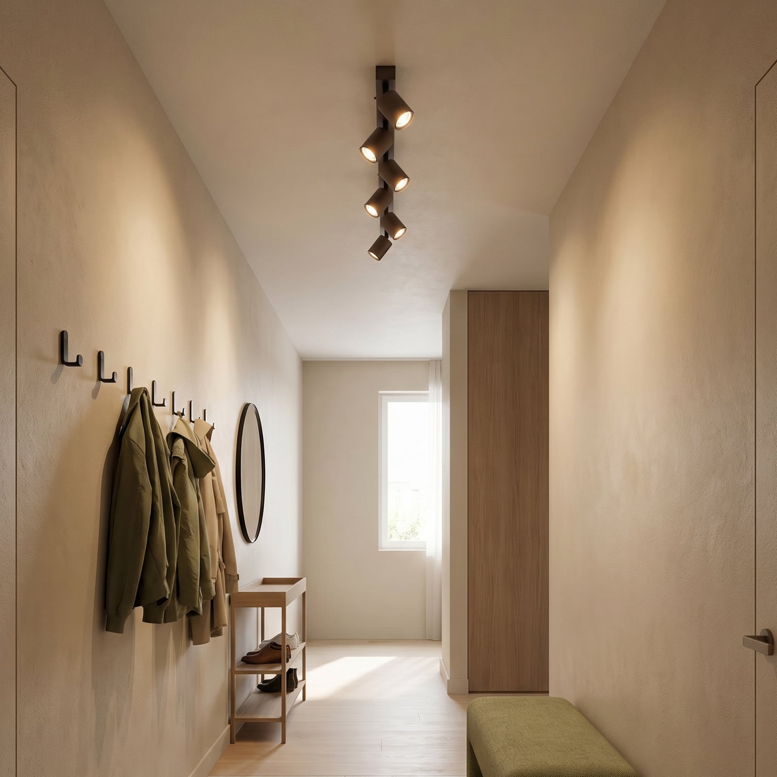 Spot pour plafond Top, ajustable, brun, à 6 lampes linear