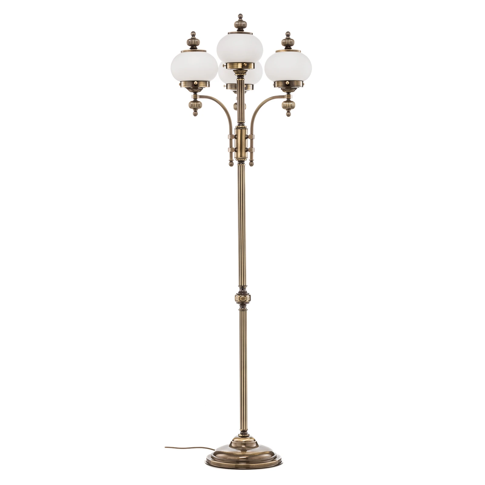 Stojací lampa Delia, patinovaná mosaz