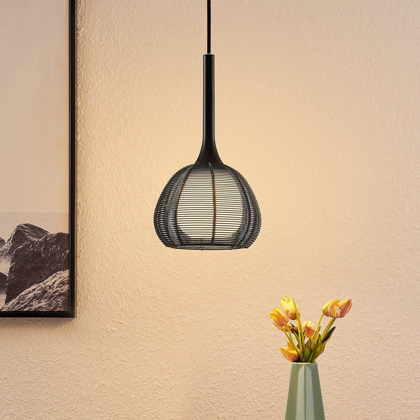 Lucande Tetira függő lámpa, 1 izzós, 16,5cm fekete