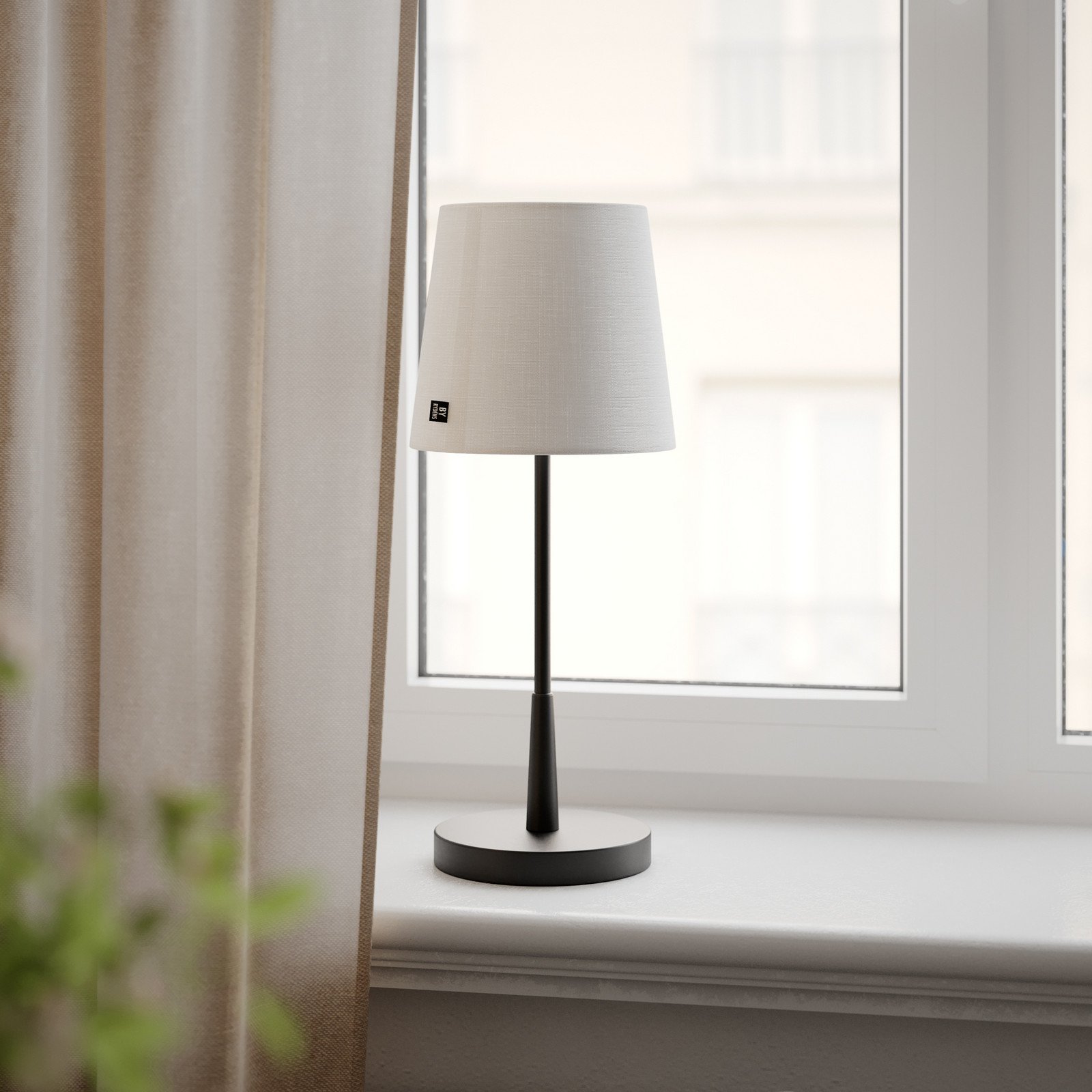 By Rydéns Lampa de masă By Rydens Lumi 49 cm negru/alb textil - Camera de zi / sufragerie - negru alb - Metal