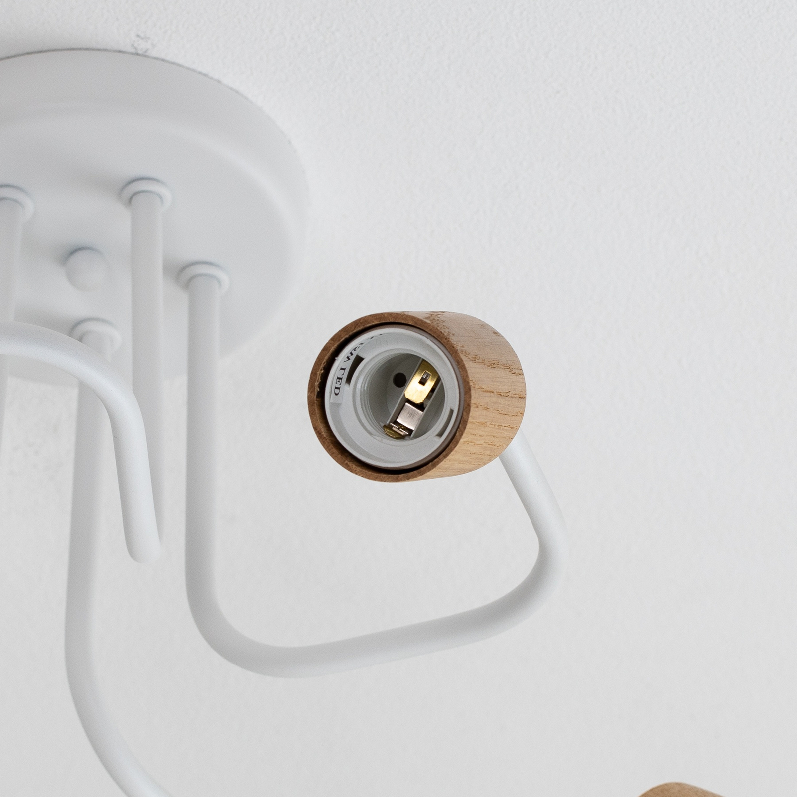 Envostar Joiy plafondlamp 5-lamps verdeeld wit/hout