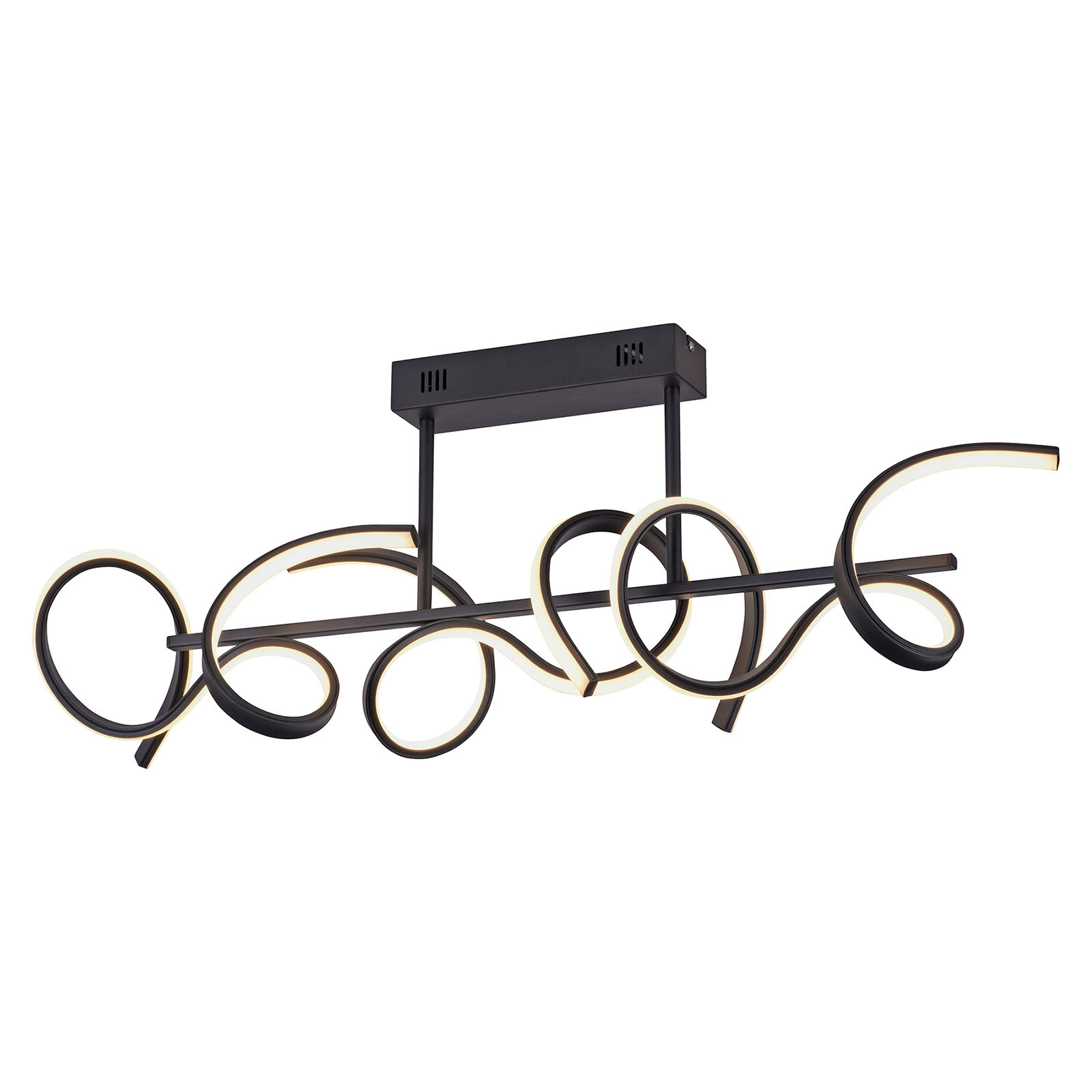 LED plafondlamp Curls, zwart, dimbaar