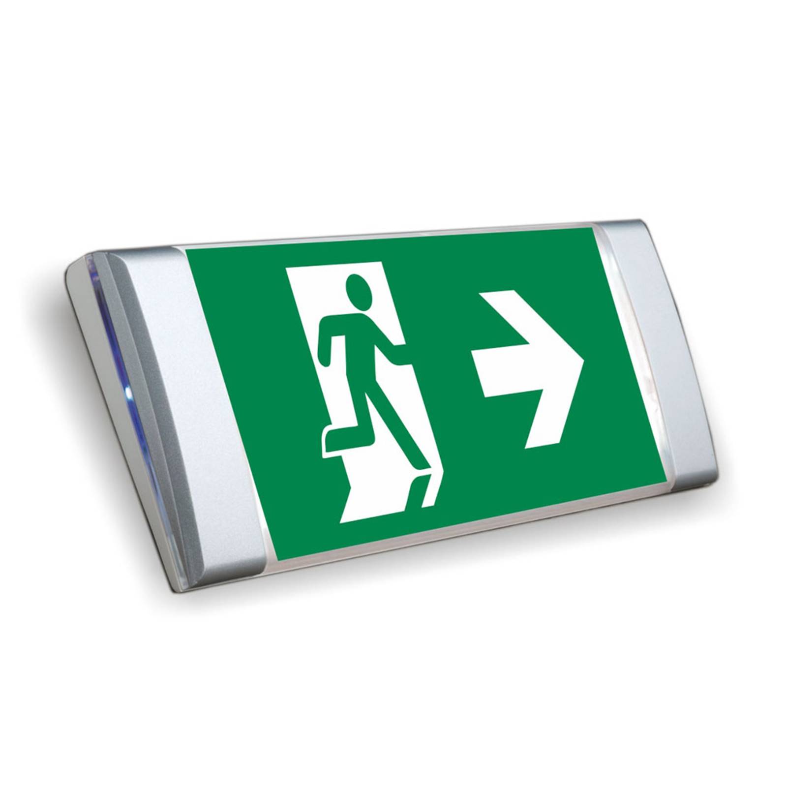 Flat LED emergency wall light, aluminium finish Lights.co.uk