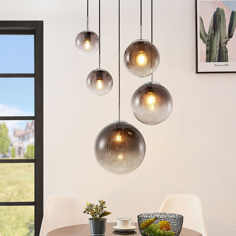 Lindby Robyn glas-pendellampe, 5 lyskilder