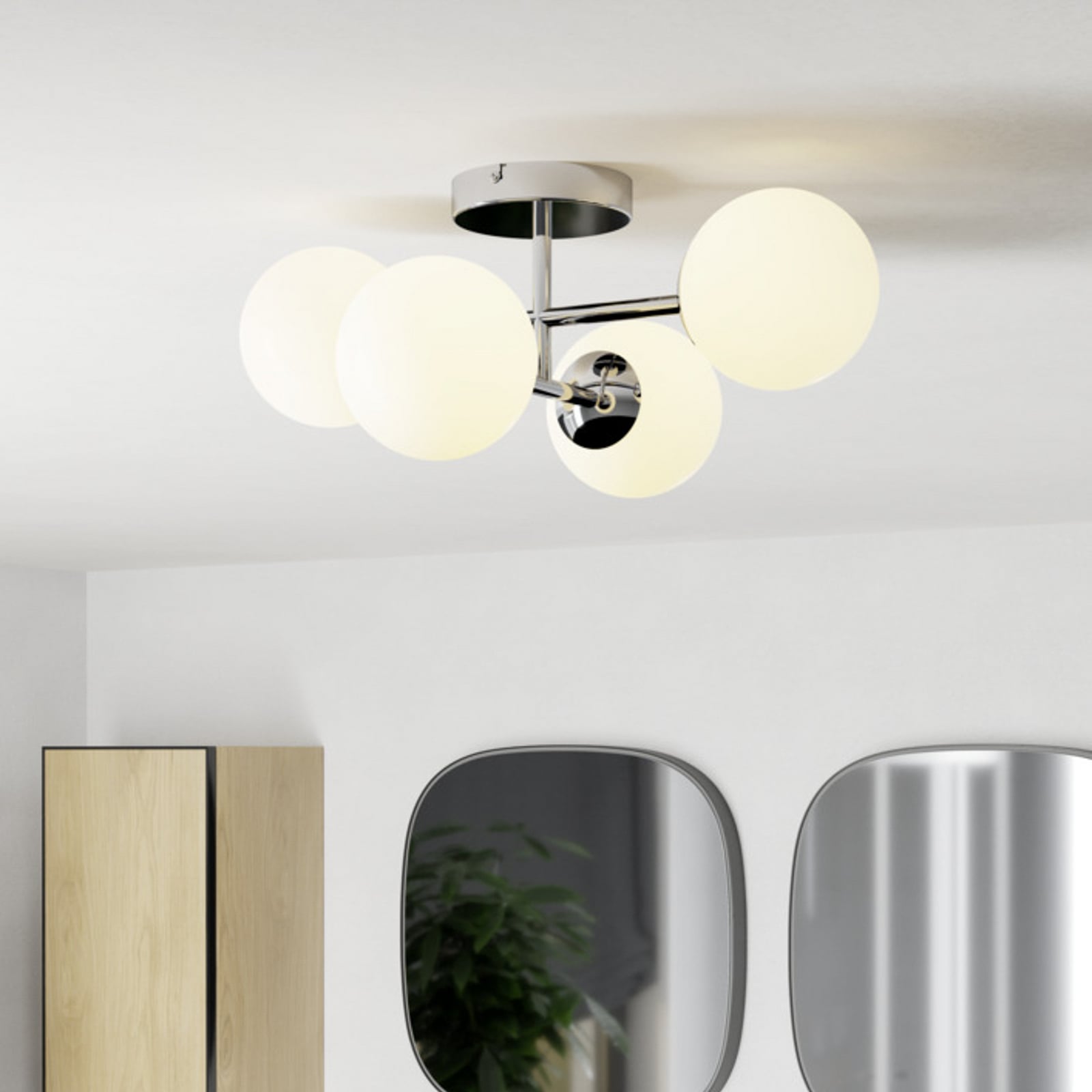 EGLO Deckenlampe CASTROVIDO, chrom, 48 cm 4-flg. IP44 G9-LED EGLO Deckenlampe CASTROVIDO, chrom, 48 cm 4-flg. IP44 G9-LED