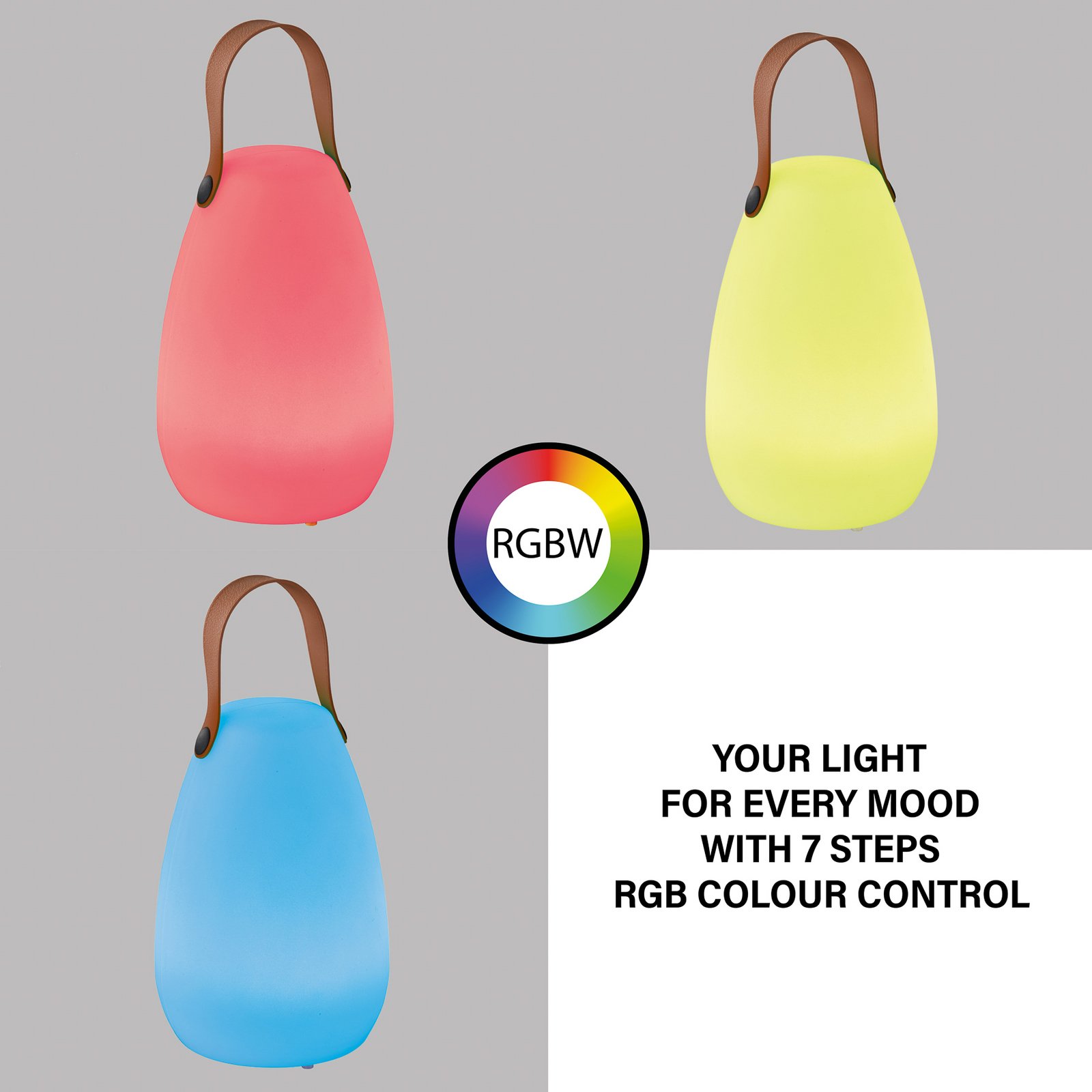 LED-Akku-Tischleuchte Ruby, Ø 18 cm, weiß, IP44, RGB dimmbar