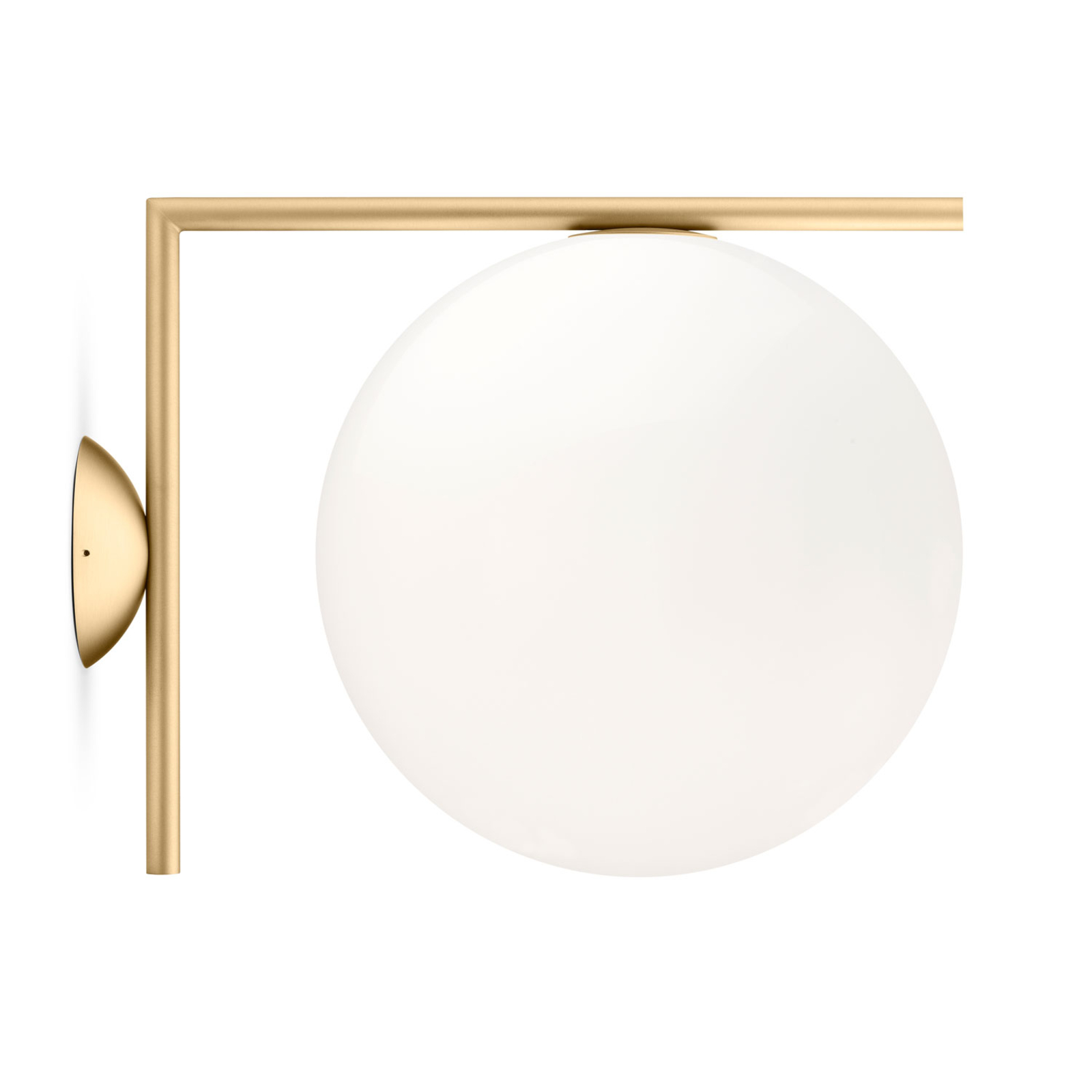 Flos FLOS IC C/W2 wall light, brass Ø 30 cm, for Living / Dining Room, steel, glass, E27, 205 W, energy efficiency: A++, H: 31.6 cm