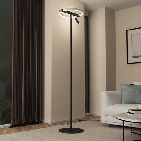Lucande Matwei LED-Stehlampe, ringförmig, nickel
