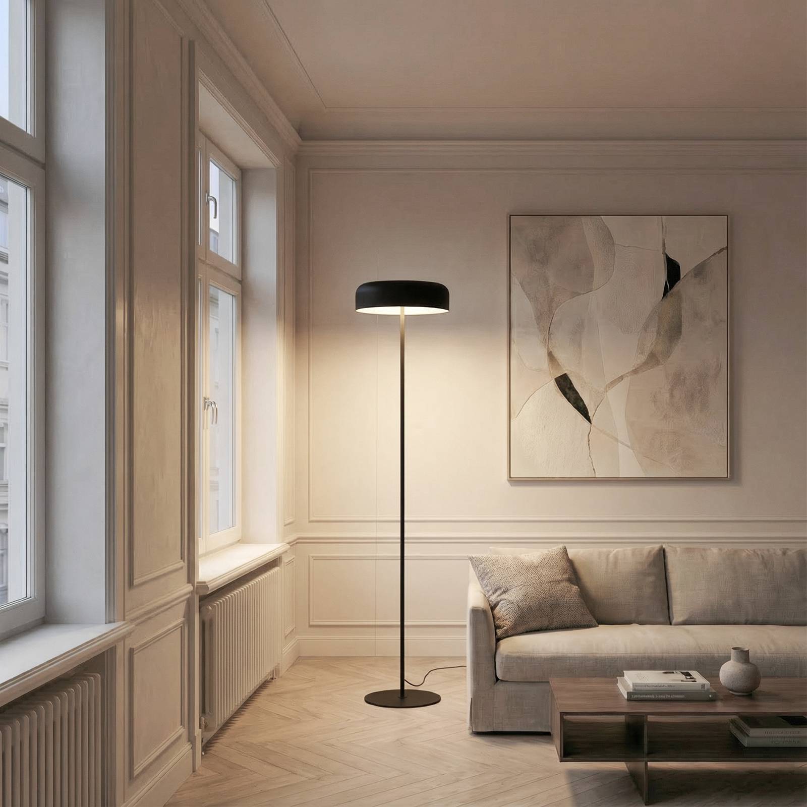 Lindby Stehleuchte Edion, schwarz, Metall günstig online kaufen