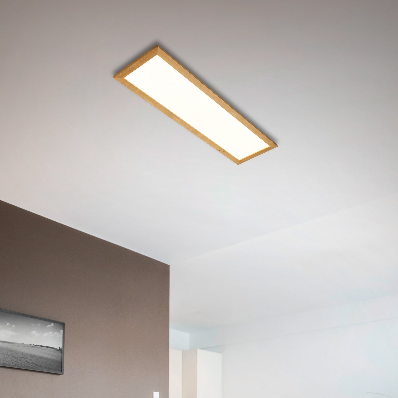 Quitani Aurinor panel LED, roble natural, 125 cm
