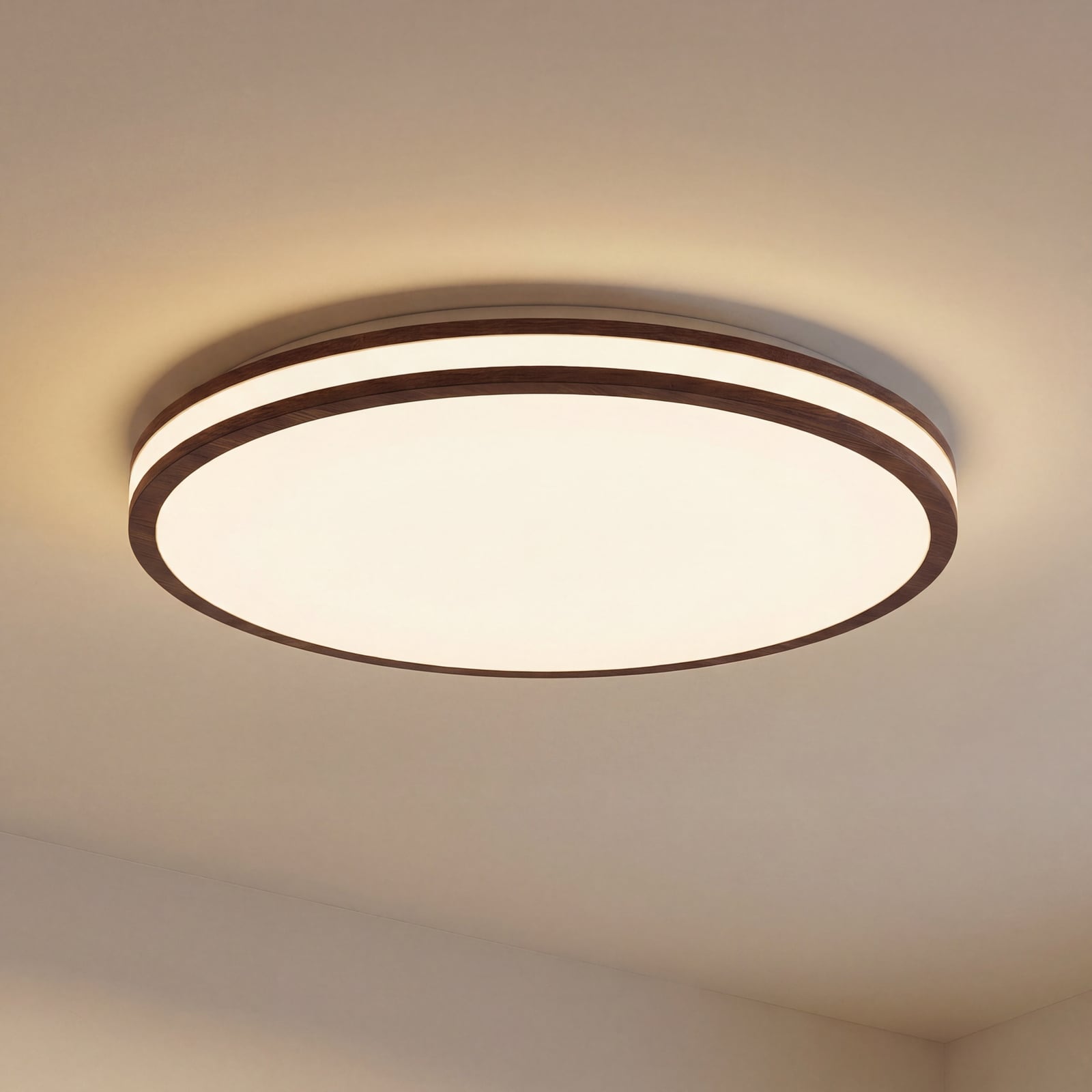 Lindby LED plafondlamp Emiva, Ø 50 cm, donker hout, CCT