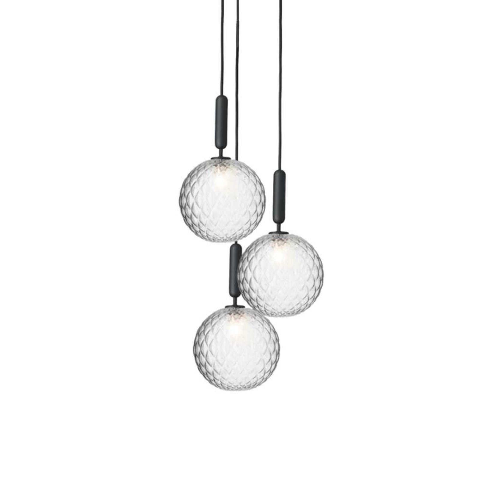 Miira 3 Chandelier Rock Grey/Esfera Transparente - Nuura