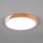 Jano LED ceiling lamp Ø 31.5cm 3,000K wood detail