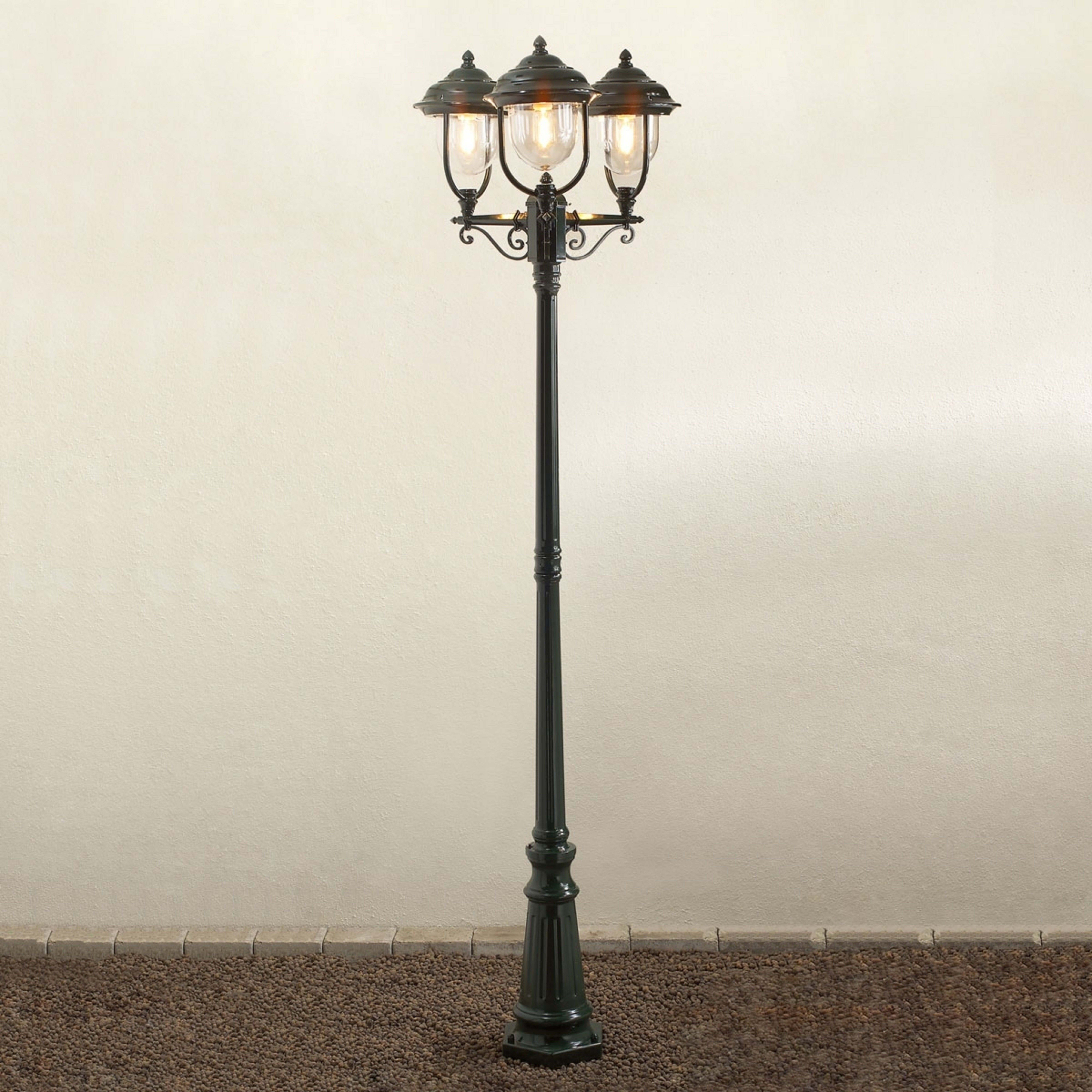 Lampadaire candélabre 3 abat-jours Parma vert