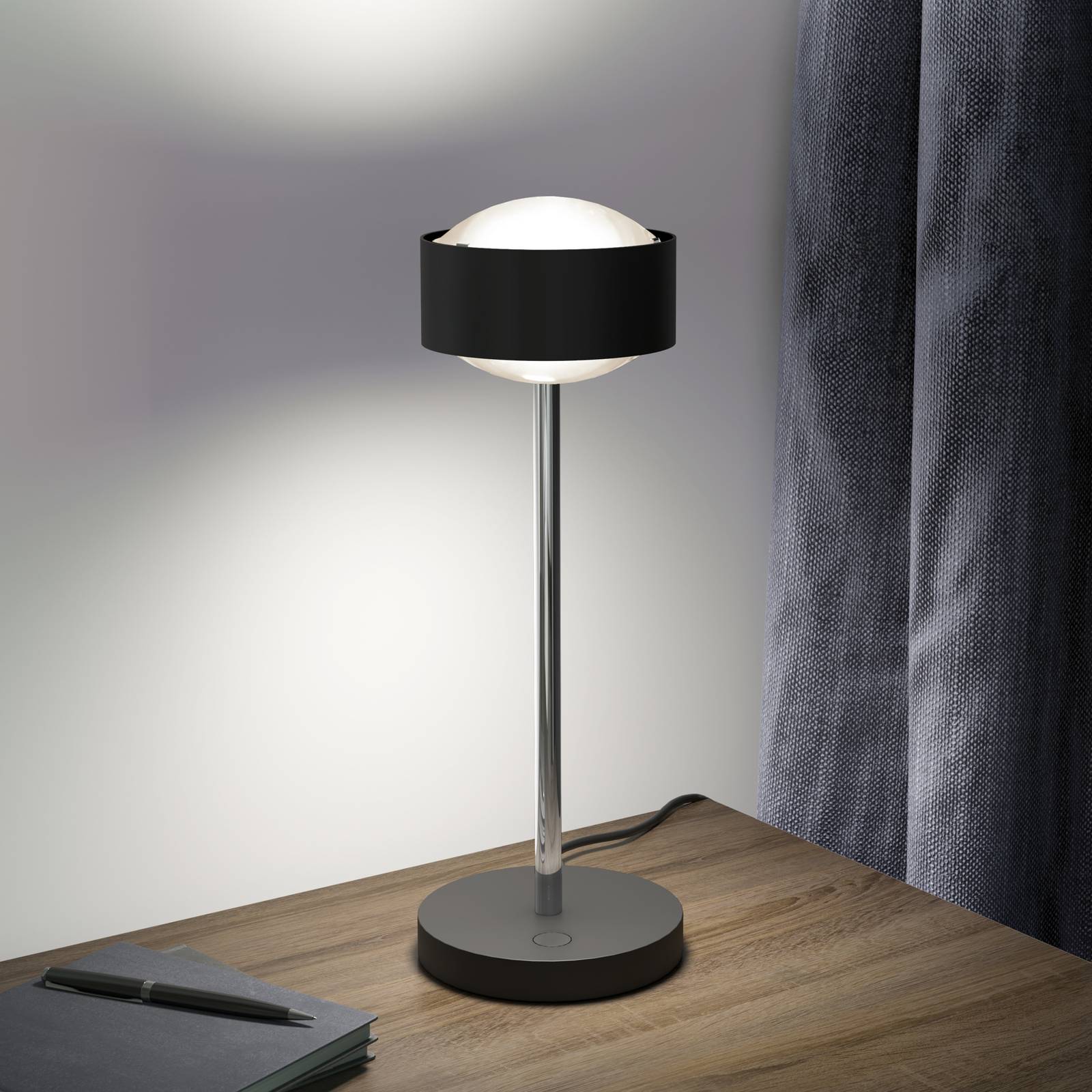 Top Light Puk! 120 Eye Table LED mates noir/chromé