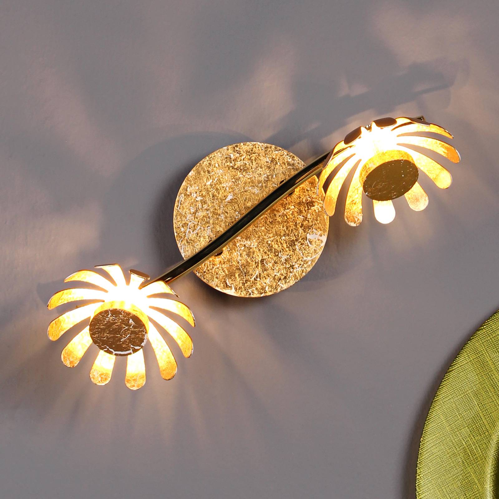 LED-Wandleuchte Bloom zweiflammig gold