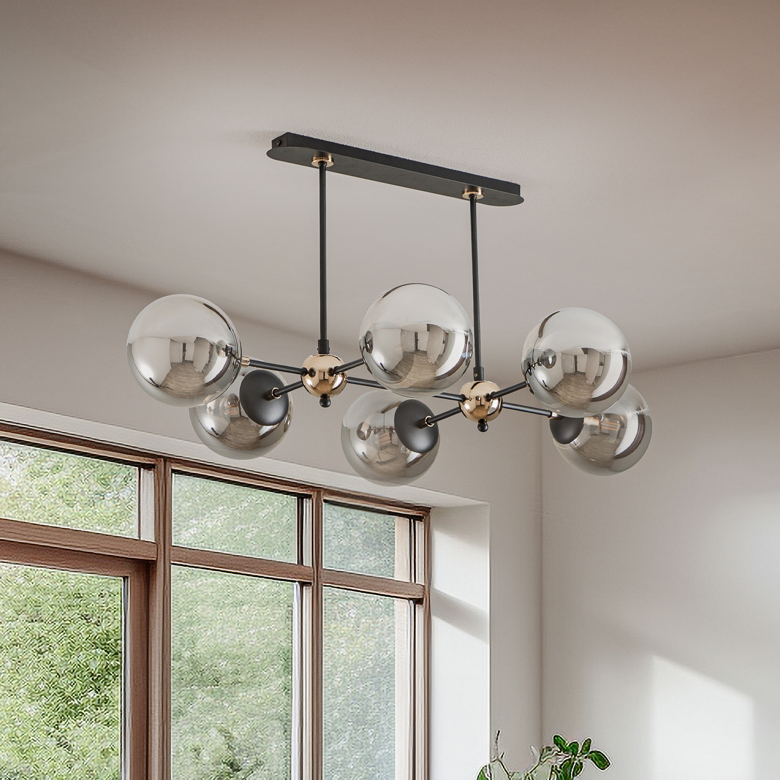 Denar ceiling light, 6-bulb, black/grey