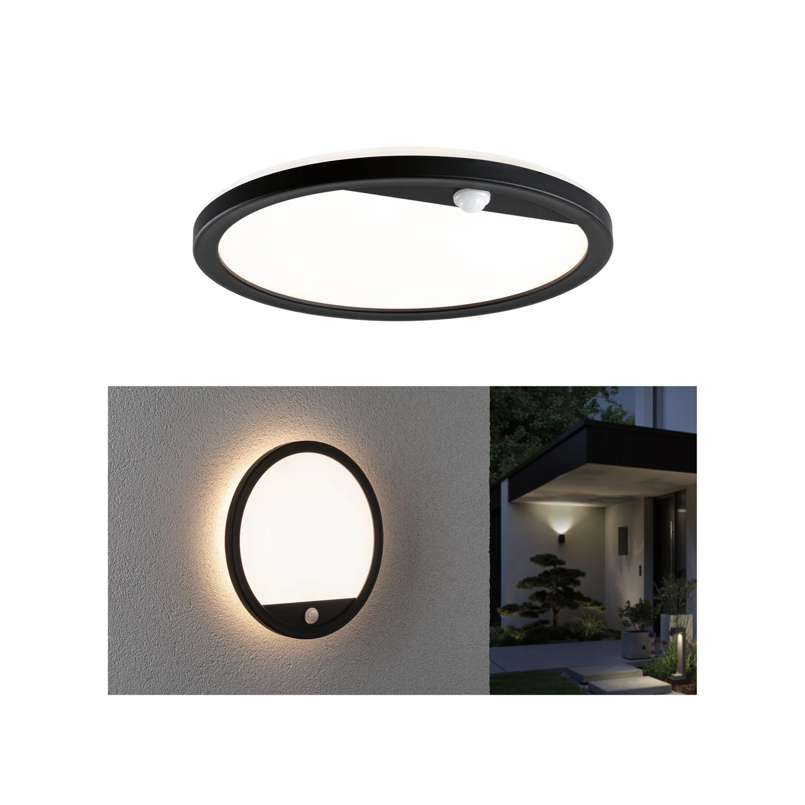 Paulmann LED-Außenwandleuchte Lamina, schwarz, Sensor, IP44