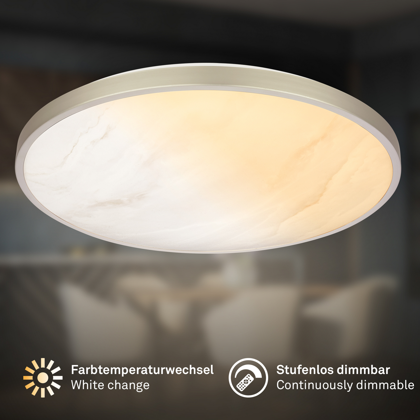 Plafonnier LED Competo, CCT, Ø 38 cm, nickel mat