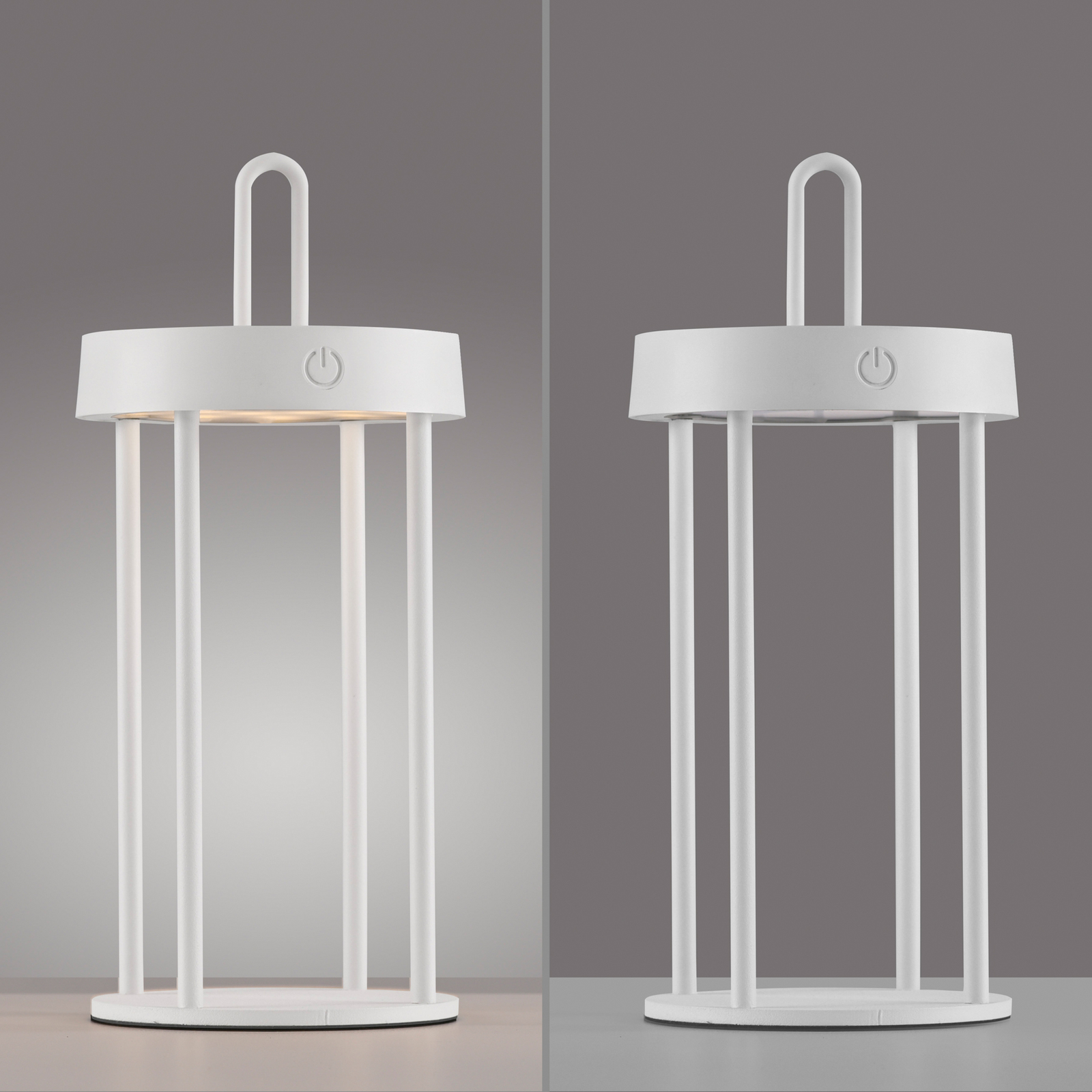 JUST LIGHT. Lámpara de mesa LED recargable Anselm, blanca, 28 cm, hierro