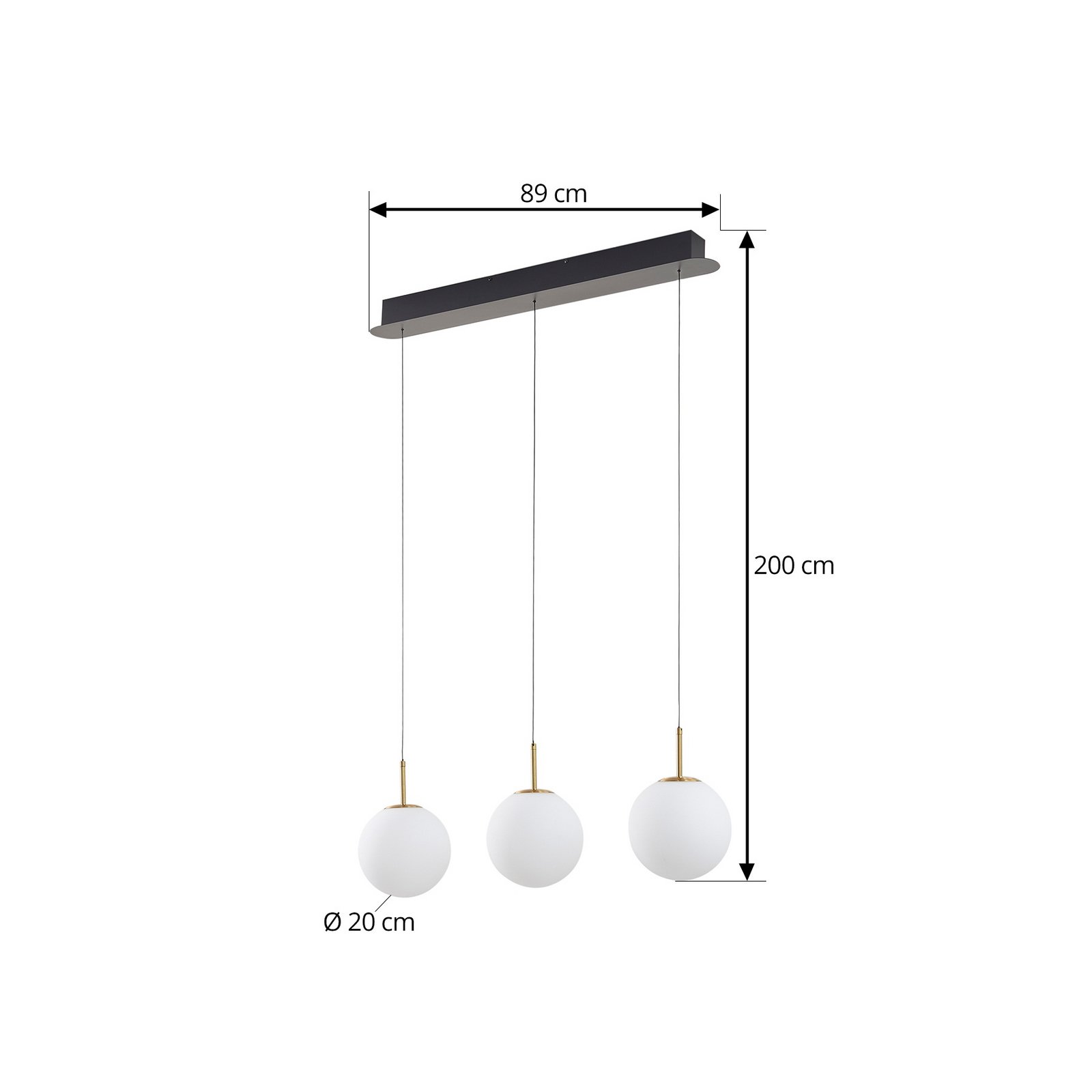 Lucande LED hanglamp Joran, 3-lamps, wit, glas