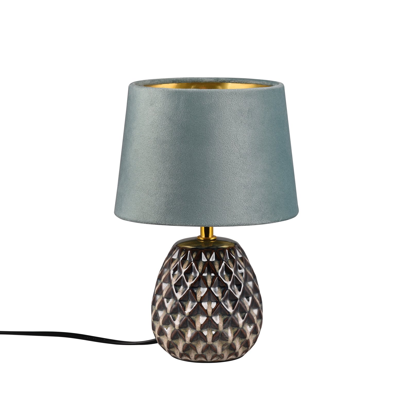 Ariane table lamp, ceramics and velvet, turquoise