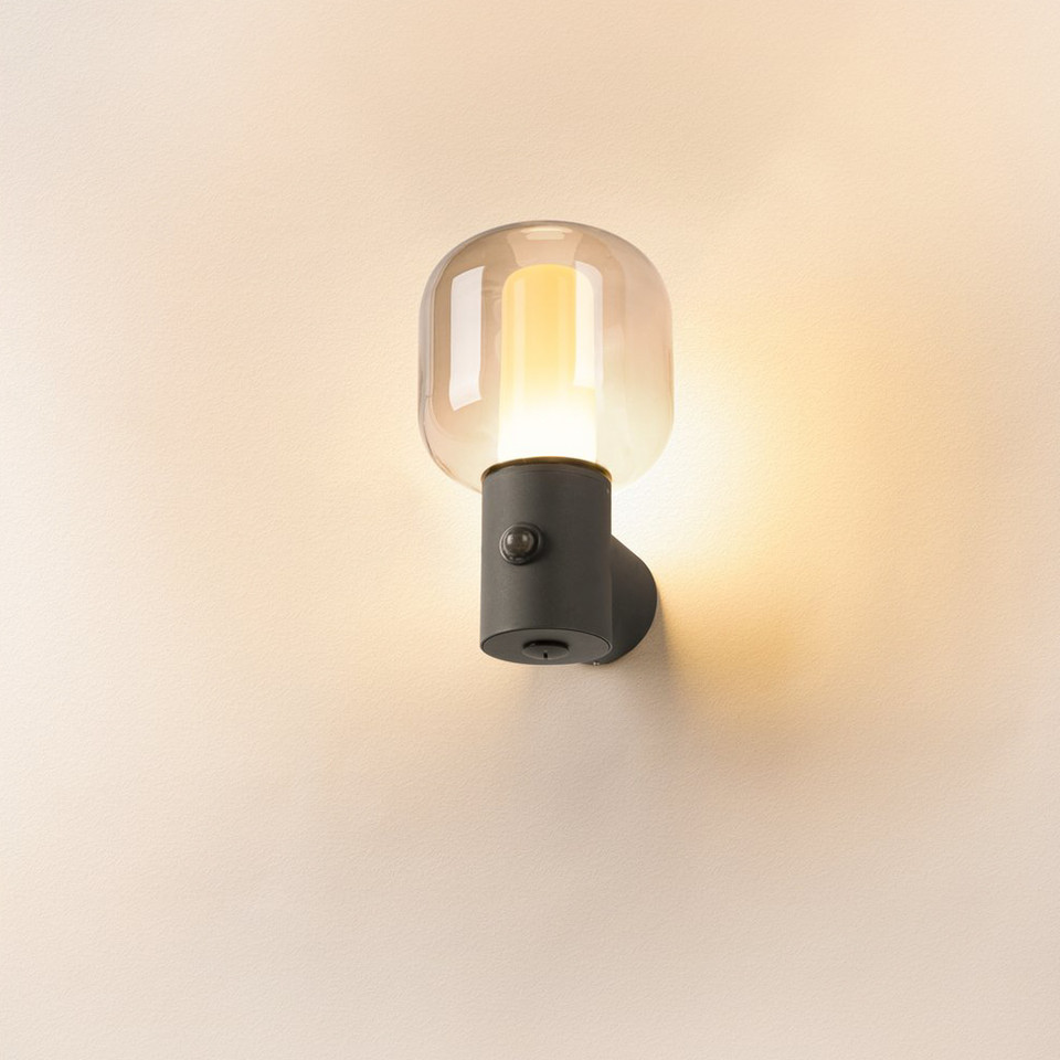 SLV Ovalisk Utomhus Vägglampa w/Sensor LED, svart från SLV