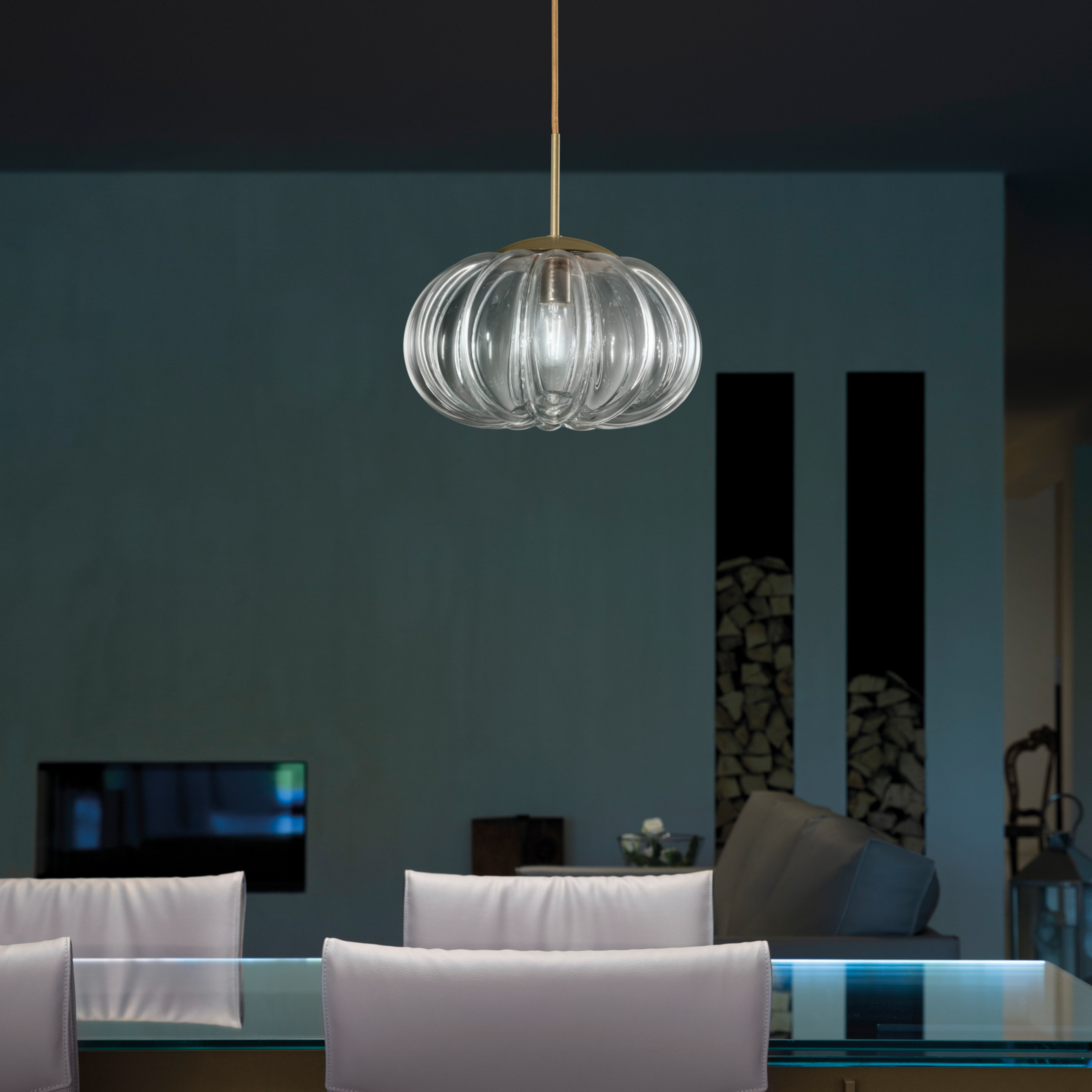 Sugar pendant light with glass shade, clear