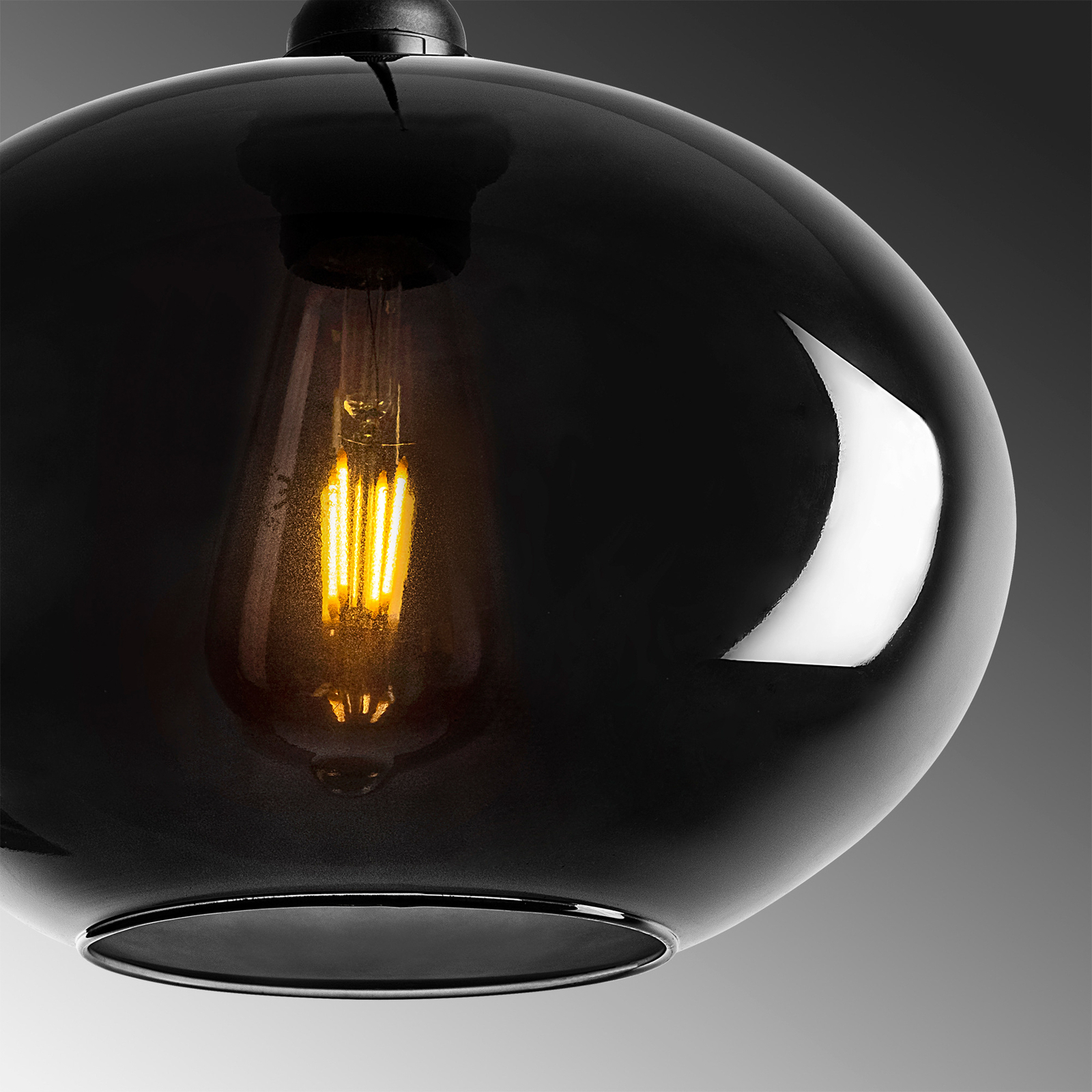 Smoked 051 hanging light 3-bulb round glass Ø27cm