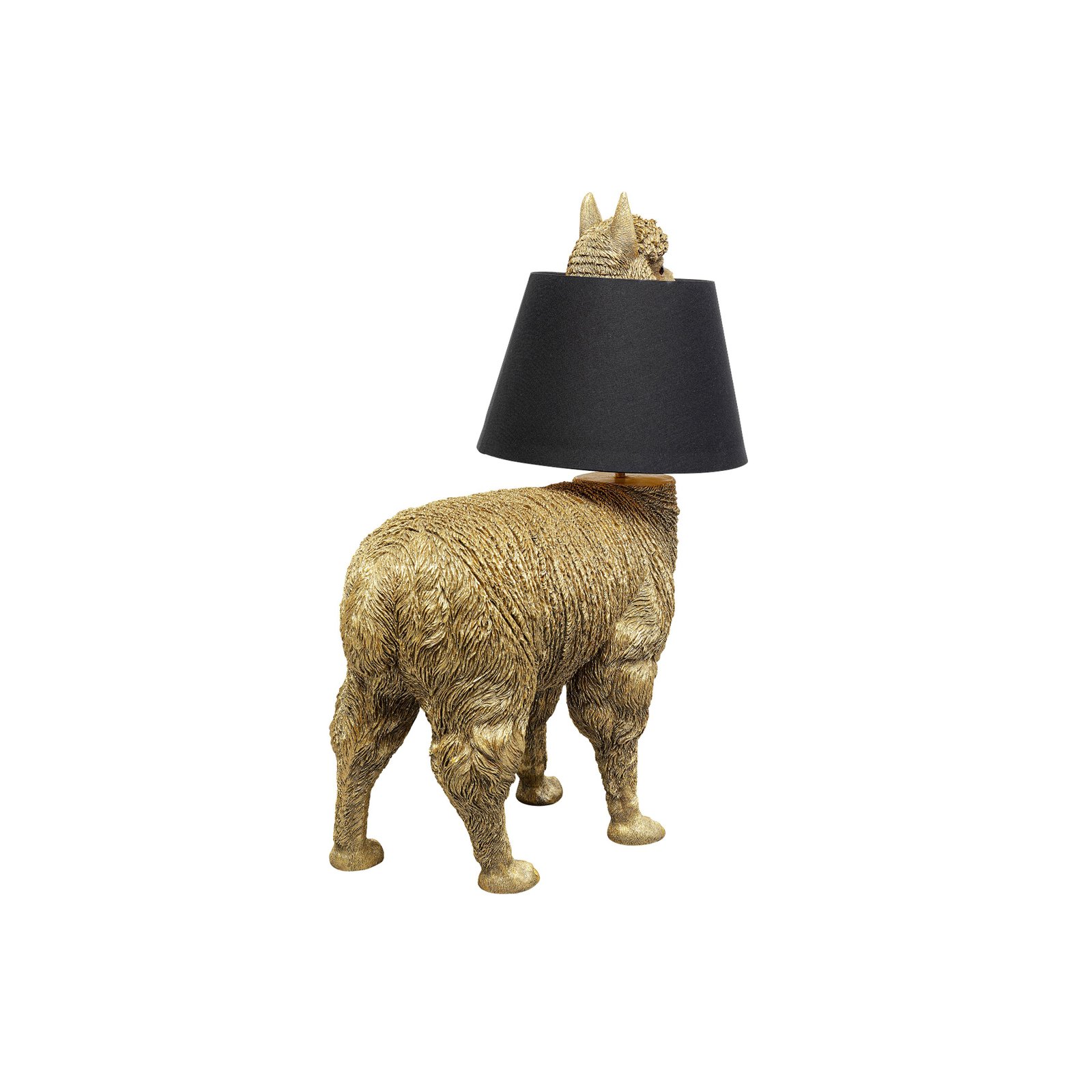Lampa stołowa Kare Alpaca, złota, brązowy tekstylny klosz