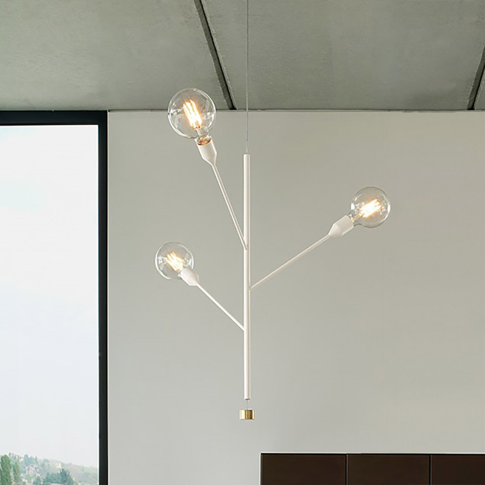 Candeeiro suspenso Modo Luce Baobab, branco com três luzes