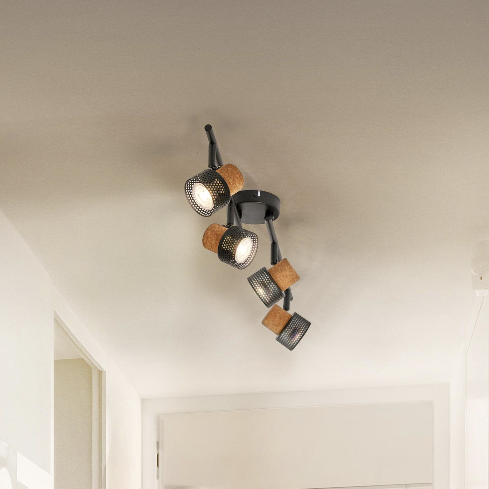 LEDVANCE Spot pour plafond LED Cork, GU10, à 4 lampes, intensité variable,