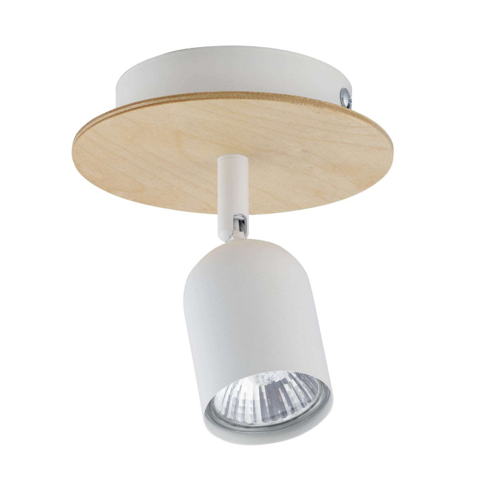 TK LIGHTING Top Wood downlight, one-bulb, wood/white, for Living / Dining Room, wood (pine), metal, GU10, 50 W, energy efficiency: A++, H: 15 cm