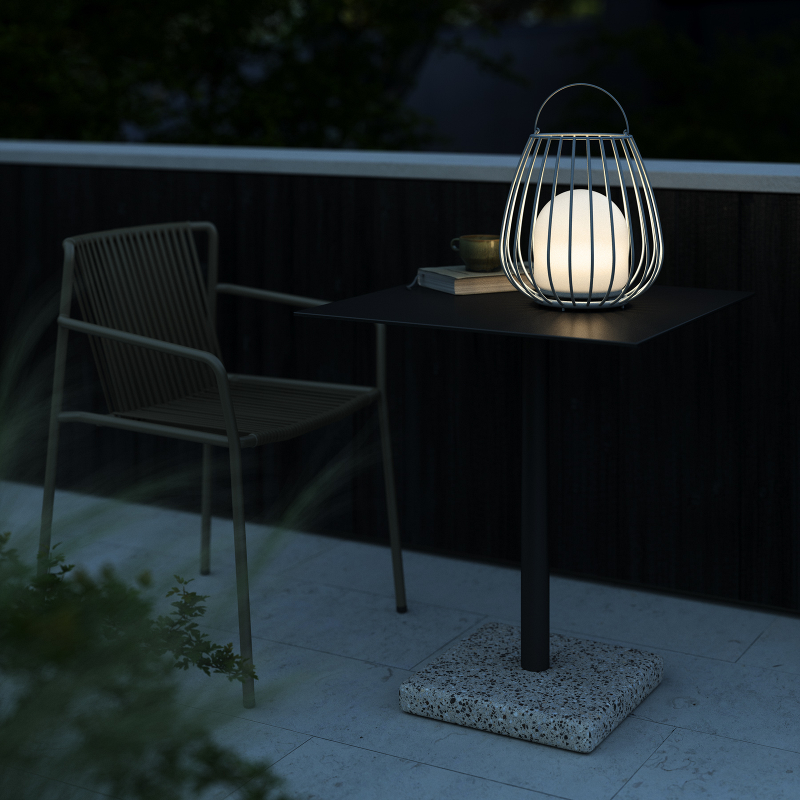 LED-bordslampa Jim To-Go, utomhus, grå
