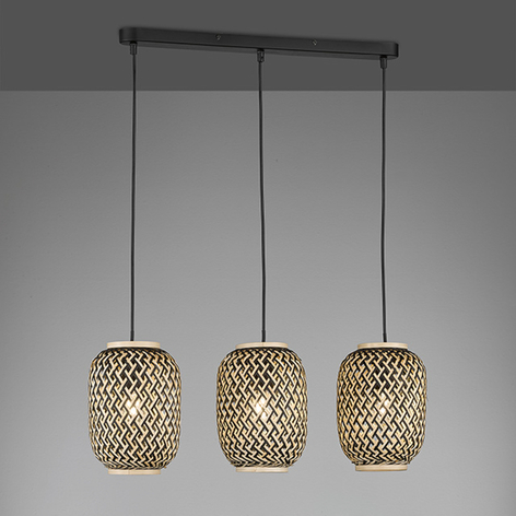 Suspension Hummel en bambou, trois lampes