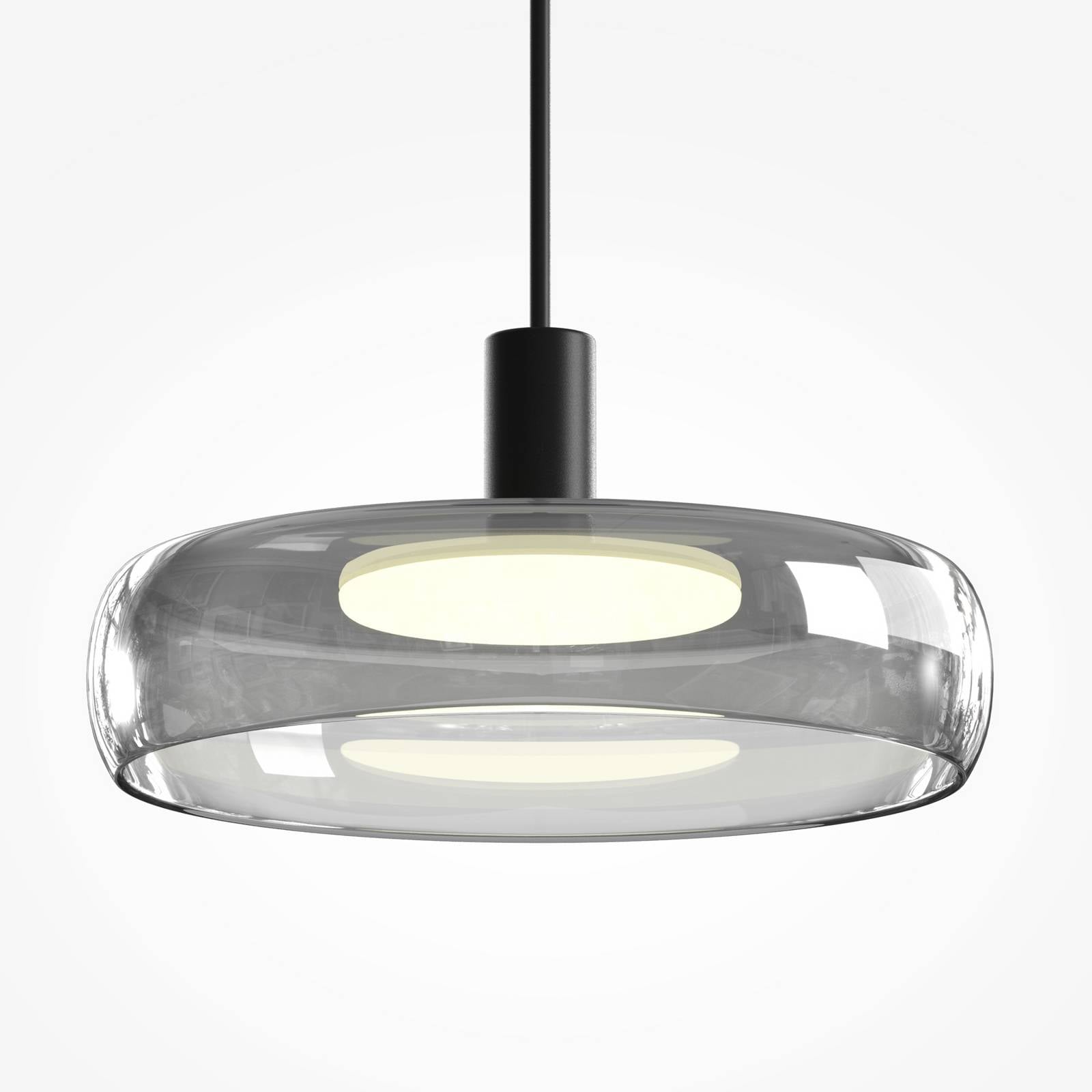 Żyrandol LED FLOAT, szaro-czarna, Ø 20 cm, szkło/metal